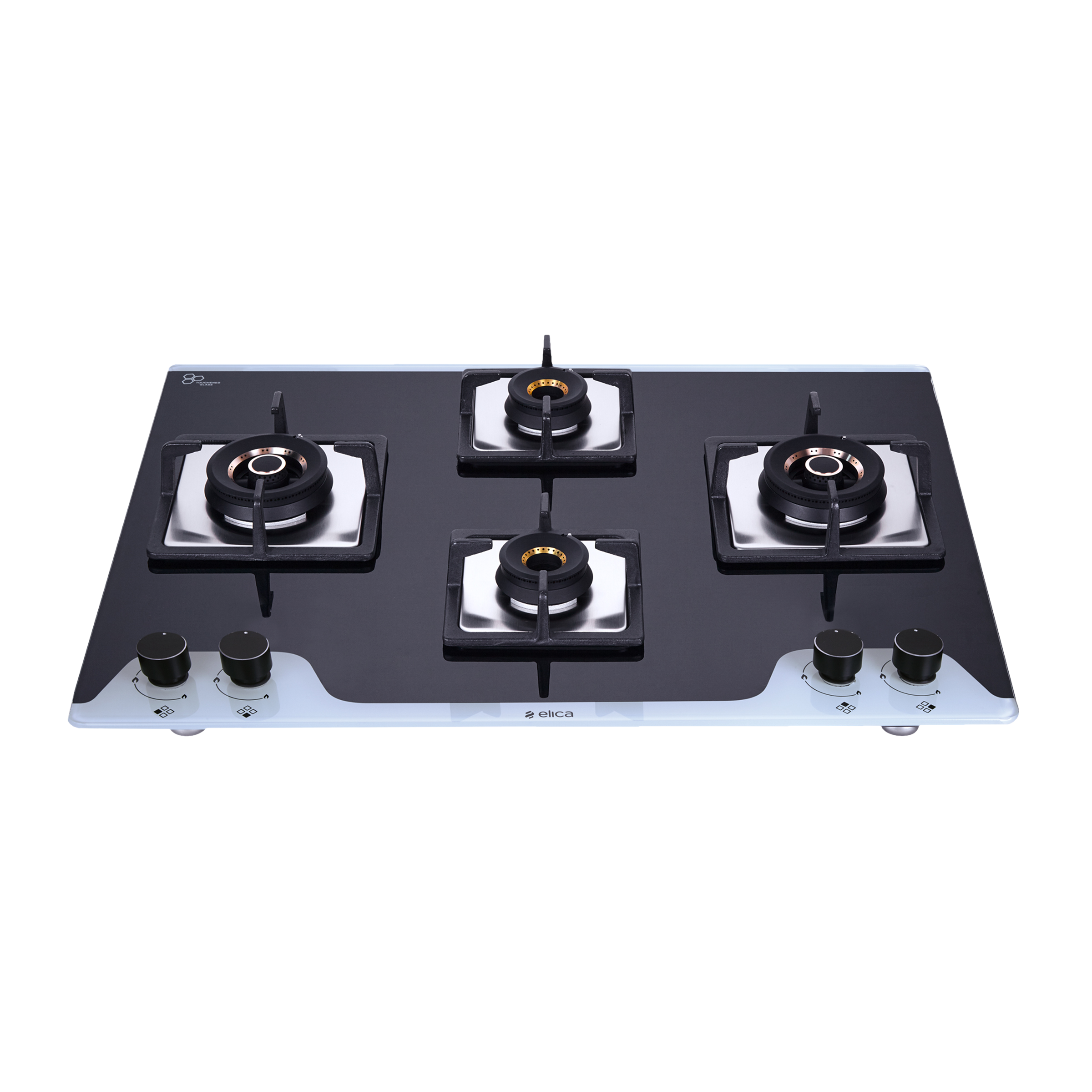 Elica FLEXI AB HCT 470 DX DUAL TONE Toughened Glass Top 4 Burner Automatic Hob (Multi Flame Control, Black/White) Elica FLEXI AB HCT 470 DX DUAL TONE Toughened Glass Top 4 Burner Automatic Hob (Multi Flame Control, Black/White)_1