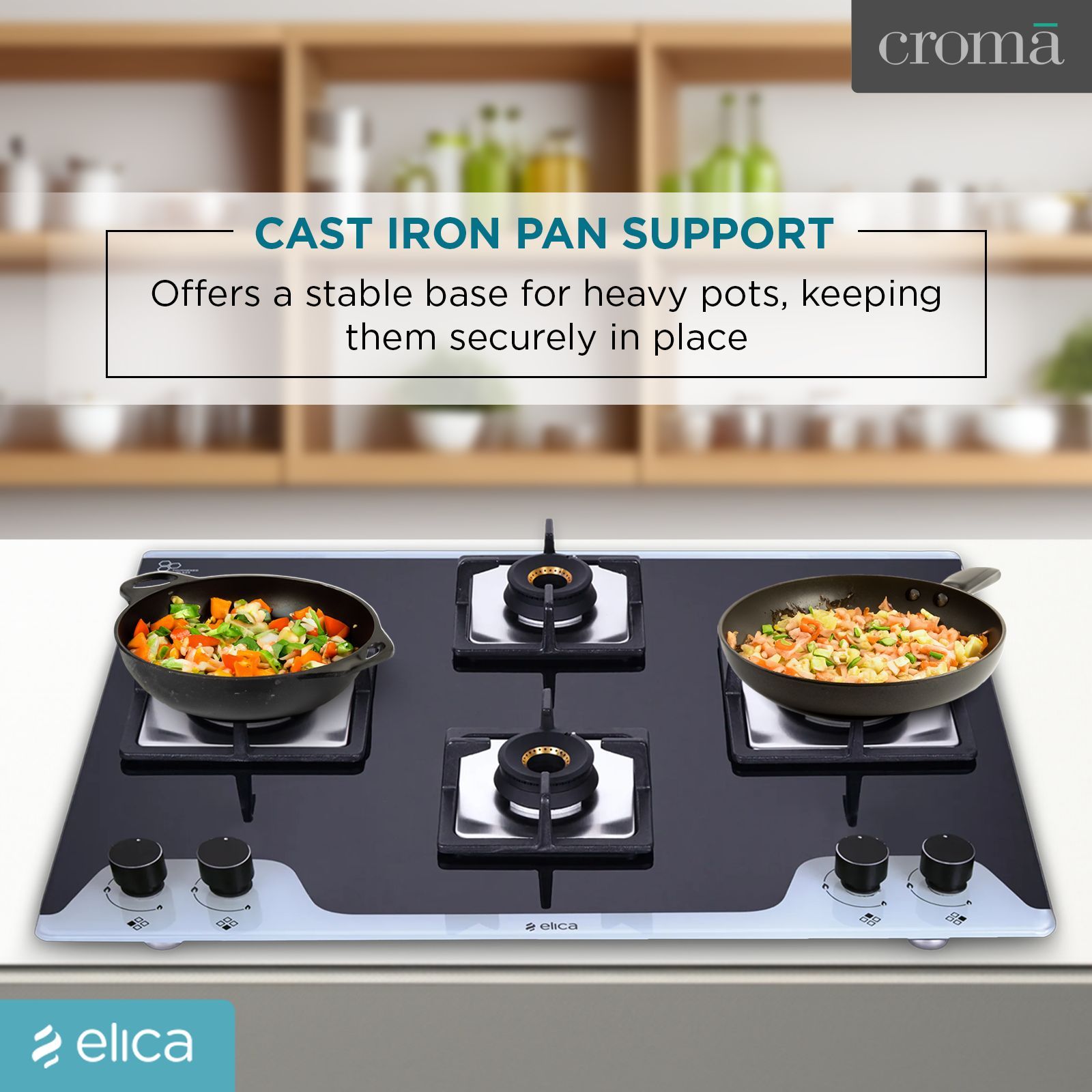 Elica FLEXI AB HCT 470 DX DUAL TONE Toughened Glass Top 4 Burner Automatic Hob (Multi Flame Control, Black/White) Elica FLEXI AB HCT 470 DX DUAL TONE Toughened Glass Top 4 Burner Automatic Hob (Multi Flame Control, Black/White)_7