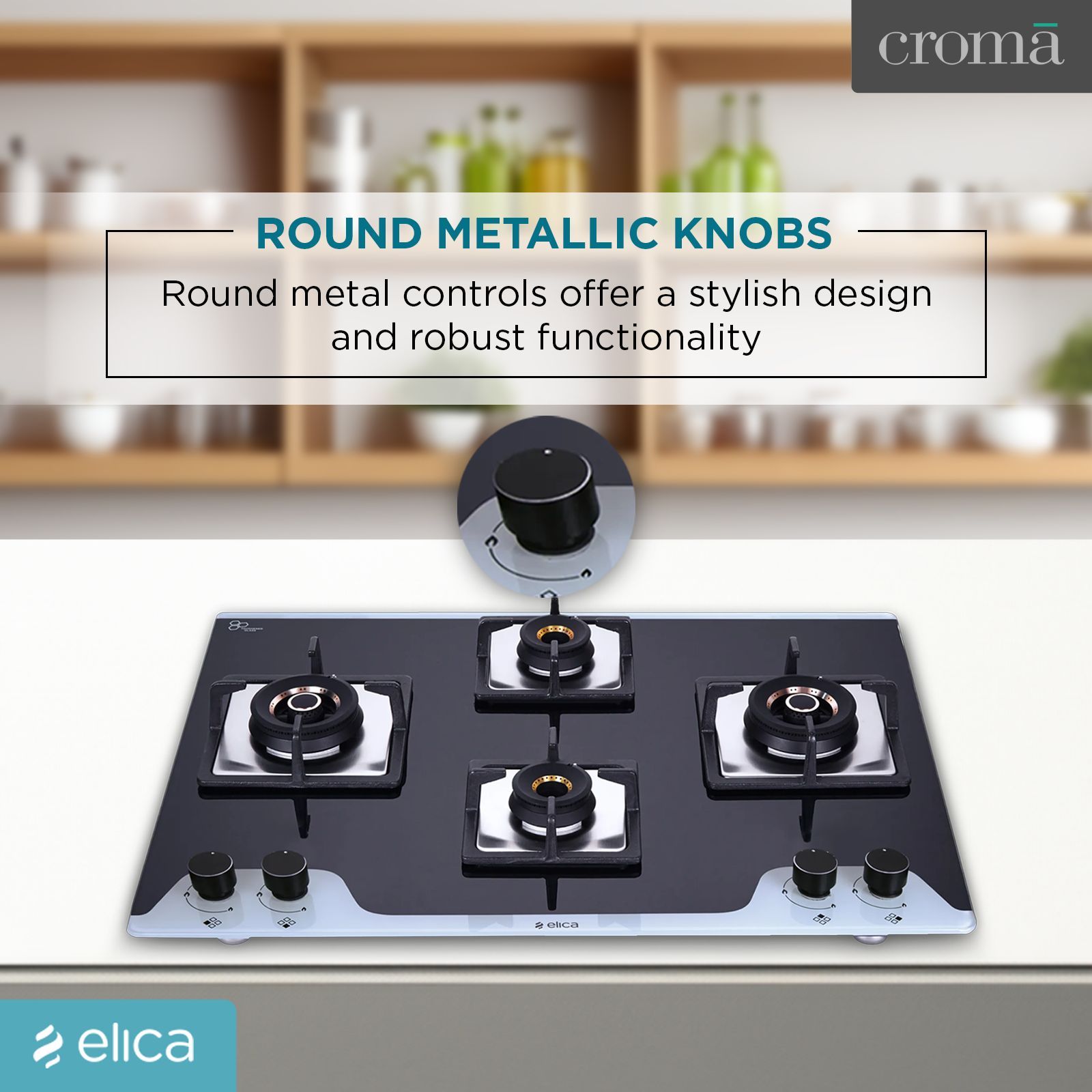 Elica FLEXI AB HCT 470 DX DUAL TONE Toughened Glass Top 4 Burner Automatic Hob (Multi Flame Control, Black/White) Elica FLEXI AB HCT 470 DX DUAL TONE Toughened Glass Top 4 Burner Automatic Hob (Multi Flame Control, Black/White)_8