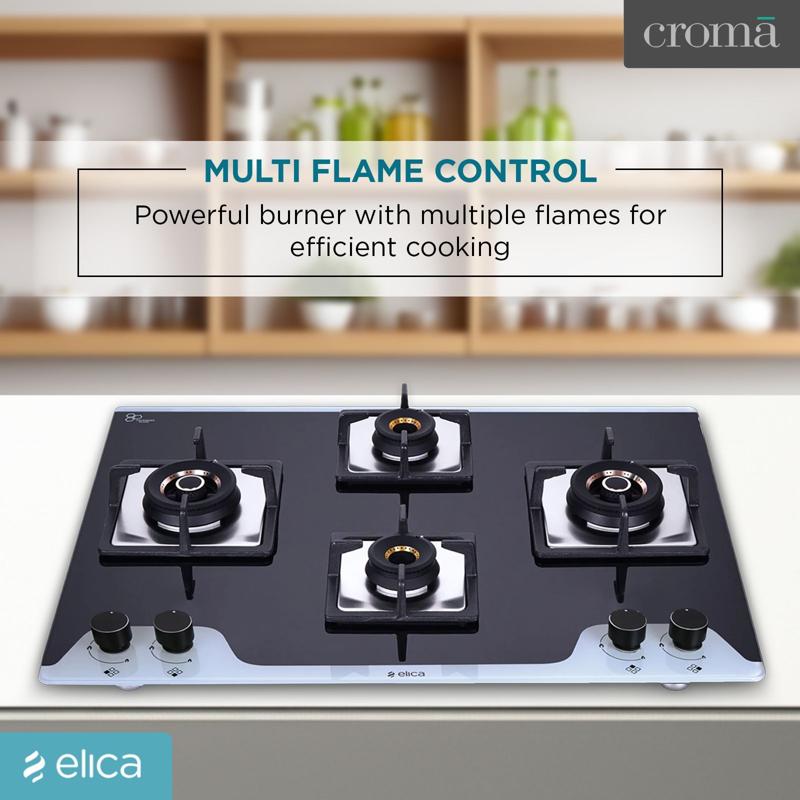 Elica FLEXI AB HCT 470 DX DUAL TONE Toughened Glass Top 4 Burner Automatic Hob (Multi Flame Control, Black/White) Elica FLEXI AB HCT 470 DX DUAL TONE Toughened Glass Top 4 Burner Automatic Hob (Multi Flame Control, Black/White)_9
