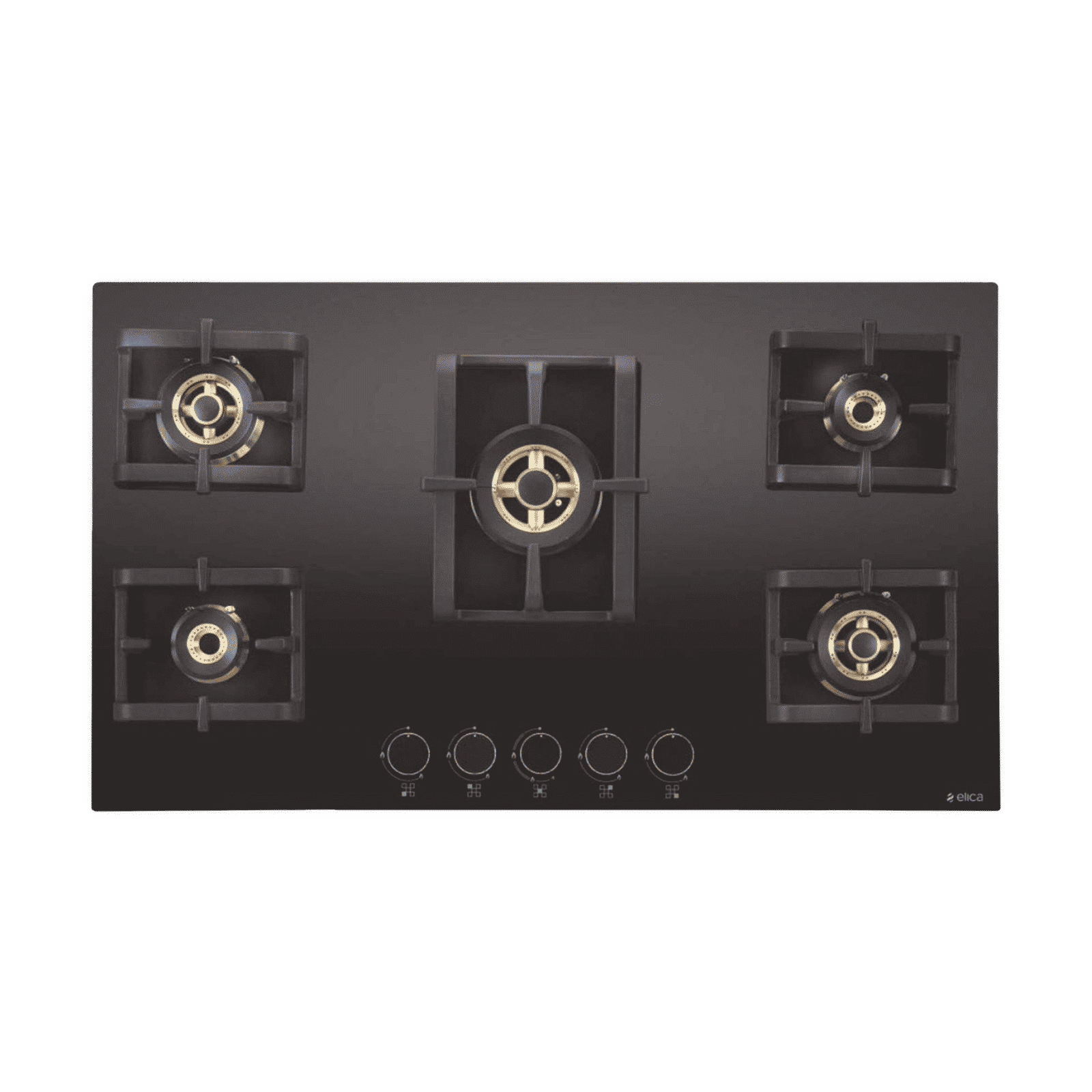 Elica PRO FB MFC 5B 90 MT FFD Glass Top 5 Burner Automatic Electric Hob (Round Metallic Knob, Black)_1
