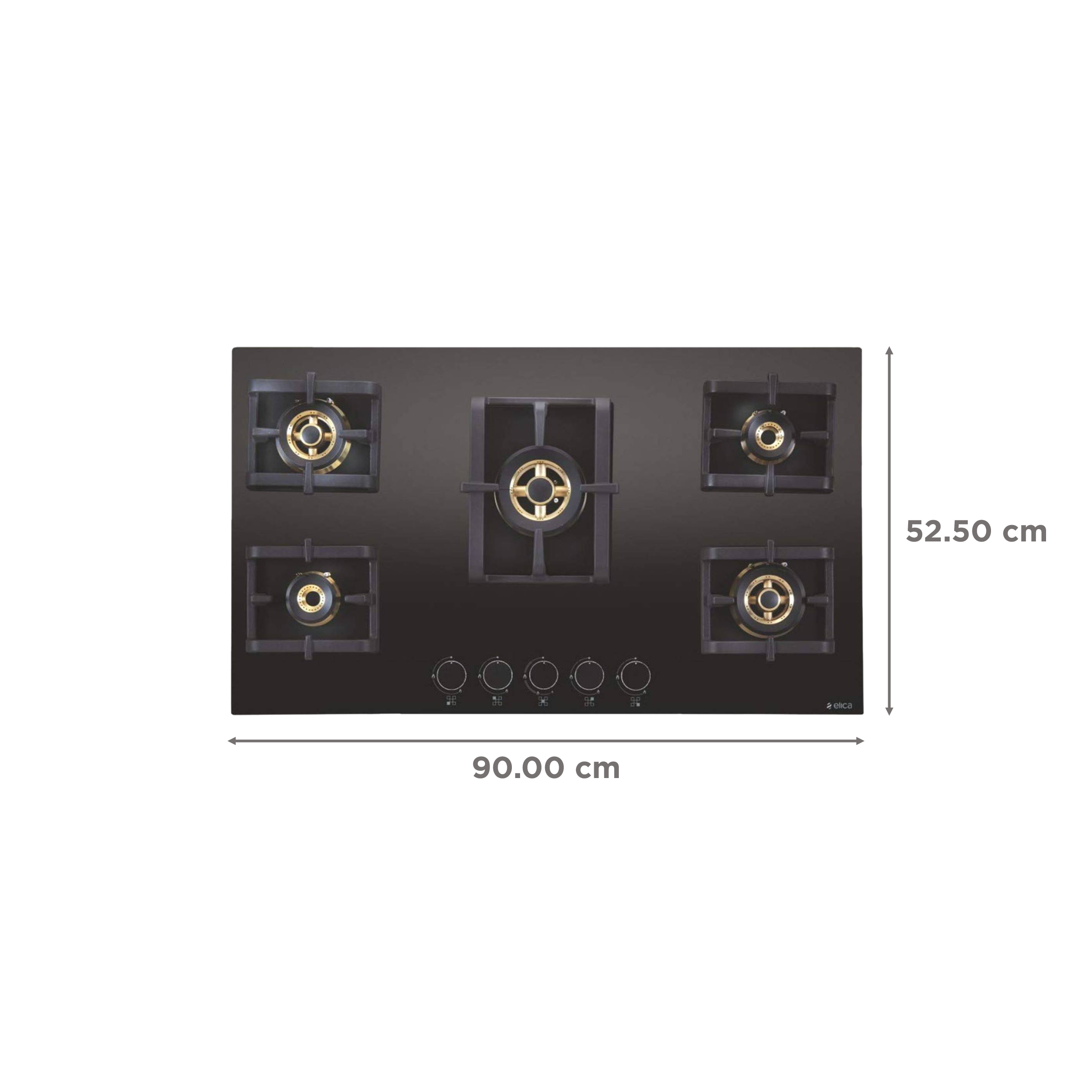 Elica PRO FB MFC 5B 90 MT FFD Glass Top 5 Burner Automatic Electric Hob (Round Metallic Knob, Black)_2