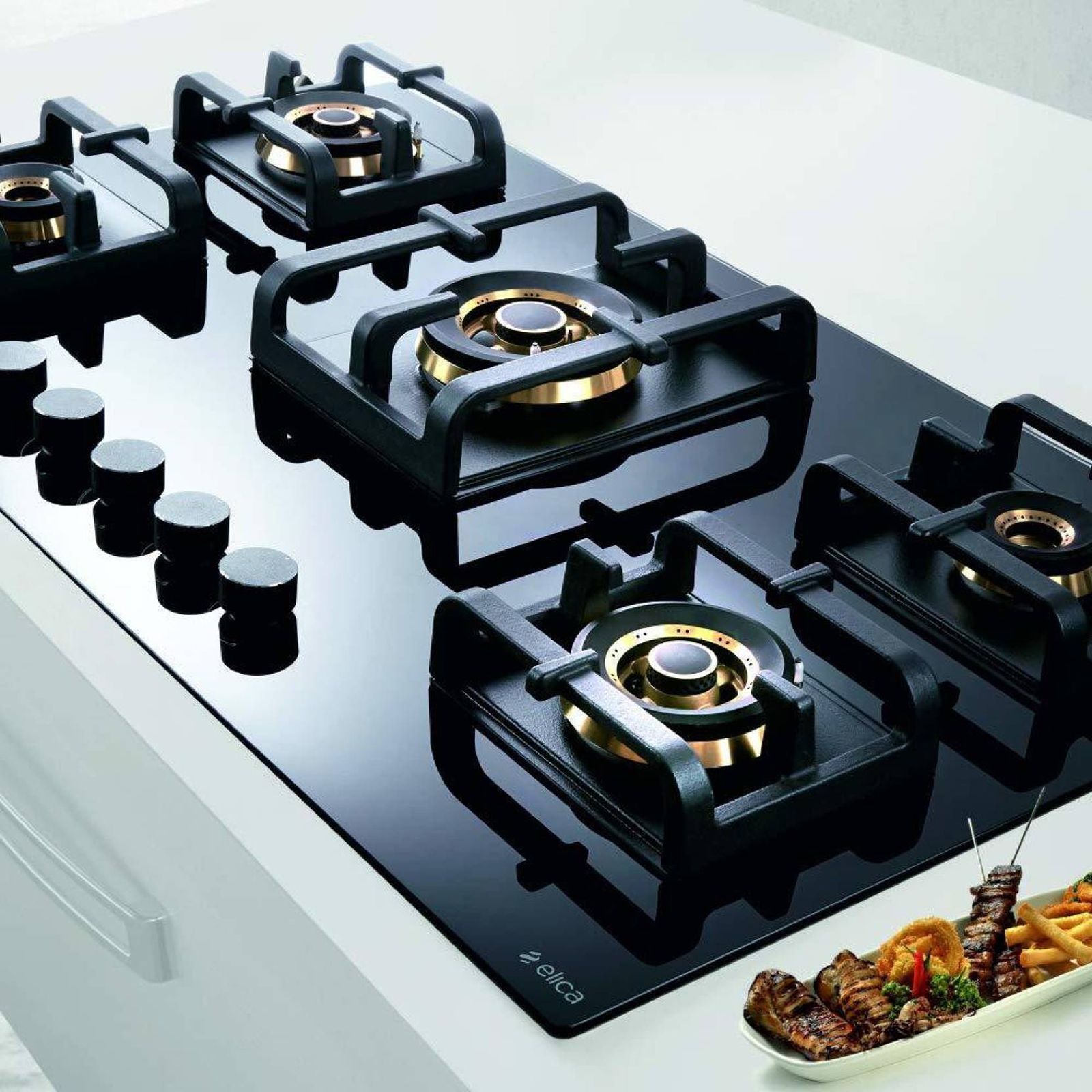 Elica PRO FB MFC 5B 90 MT FFD Glass Top 5 Burner Automatic Electric Hob (Round Metallic Knob, Black)_6