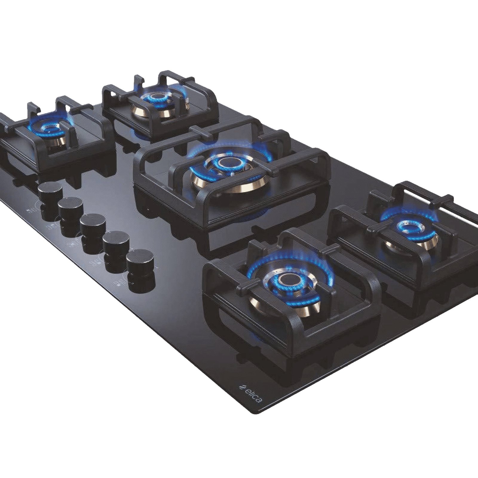 Elica PRO FB MFC 5B 90 MT FFD Glass Top 5 Burner Automatic Electric Hob (Round Metallic Knob, Black)_7