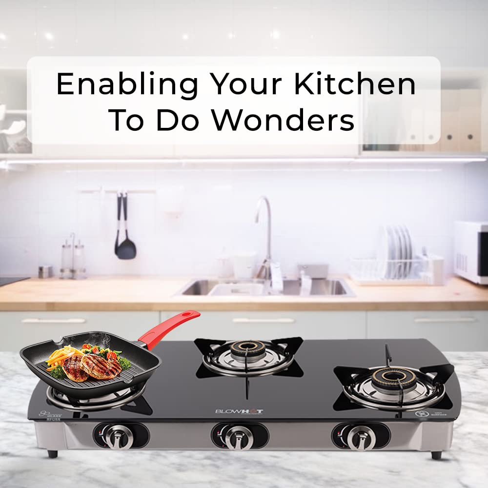 Blowhot Jasper Toughened Glass Top 3 Burner Automatic Electric Gas Stove (ISI Certified, Black)_9