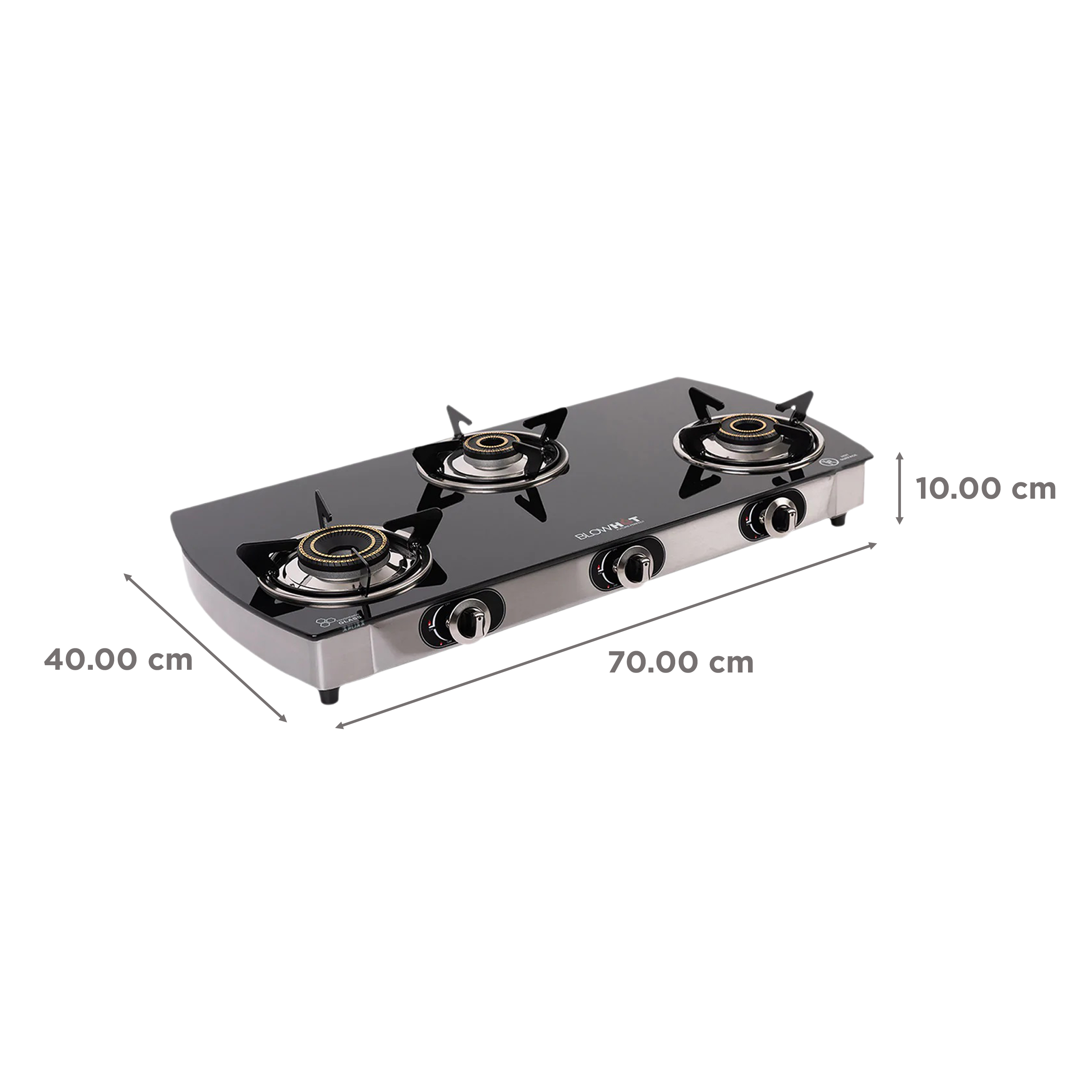 Blowhot Jasper Toughened Glass Top 3 Burner Automatic Electric Gas Stove (ISI Certified, Black)_2