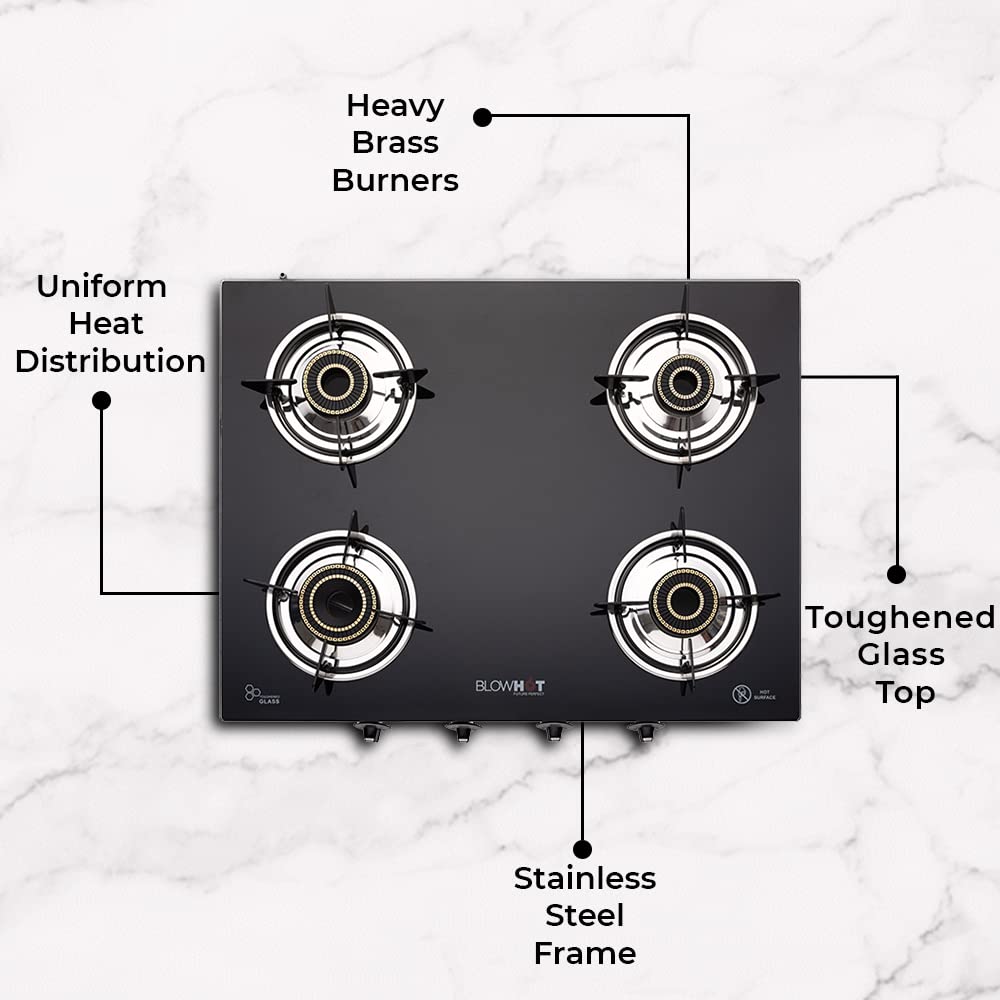 Blowhot Jasper Toughened Glass Top 4 Burner Automatic Electric Gas Stove (ISI Certified, Black)_10