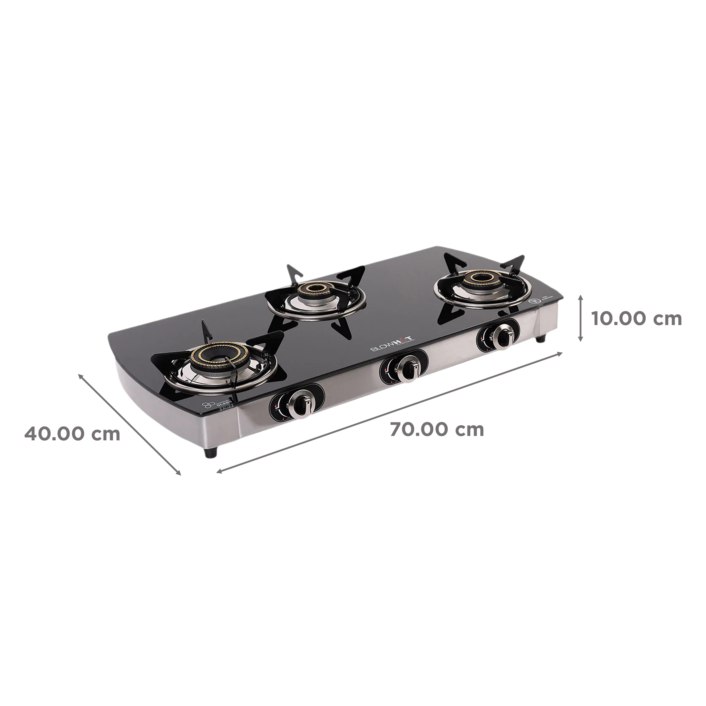 Blowhot Jasper Toughened Glass Top 3 Burner Manual Gas Stove (ISI Certified, Black)_2