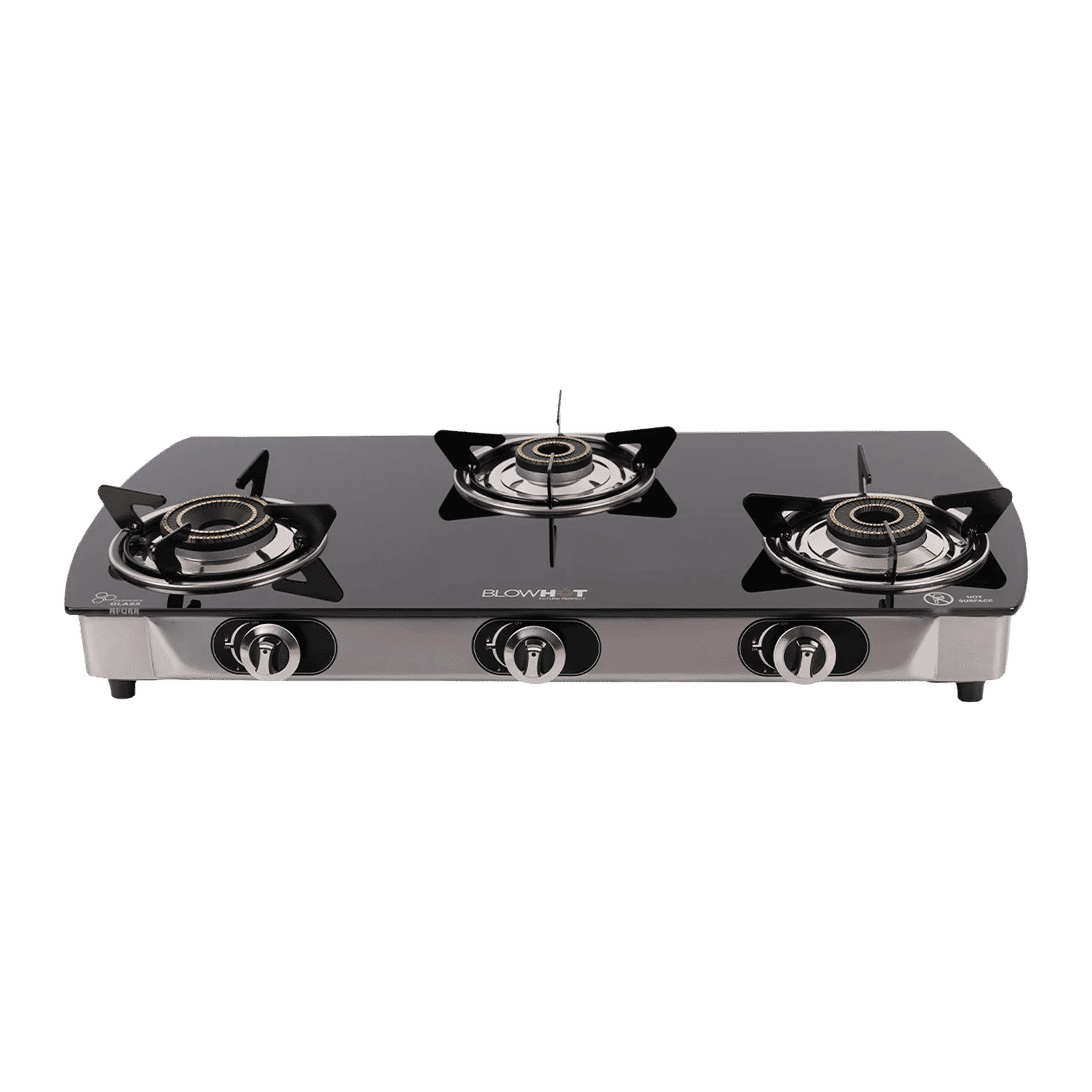 Blowhot Jasper Toughened Glass Top 3 Burner Manual Gas Stove (ISI Certified, Black)_6