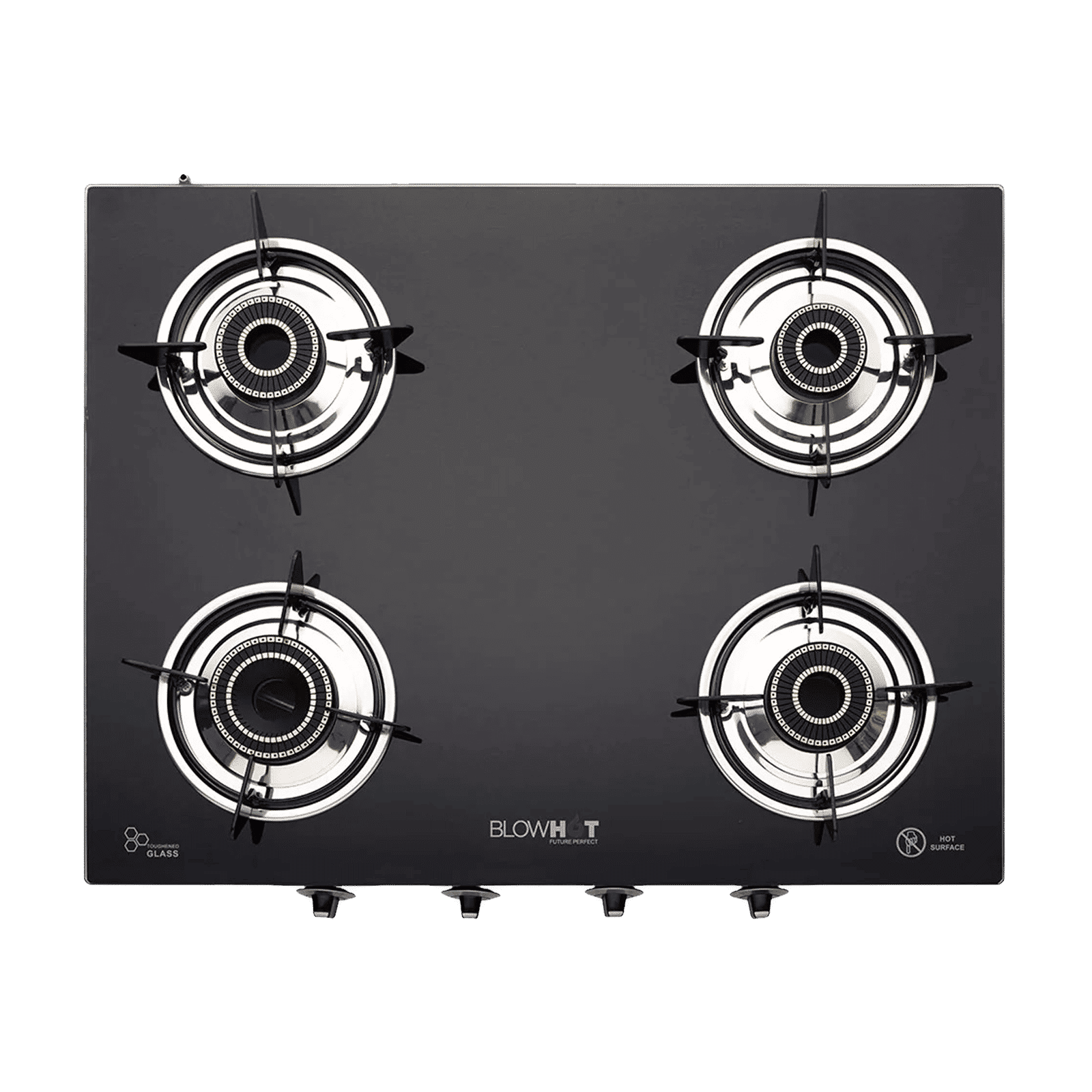 Blowhot Jasper Toughened Glass Top 4 Burner Manual Gas Stove (ISI Certified, Black)_1