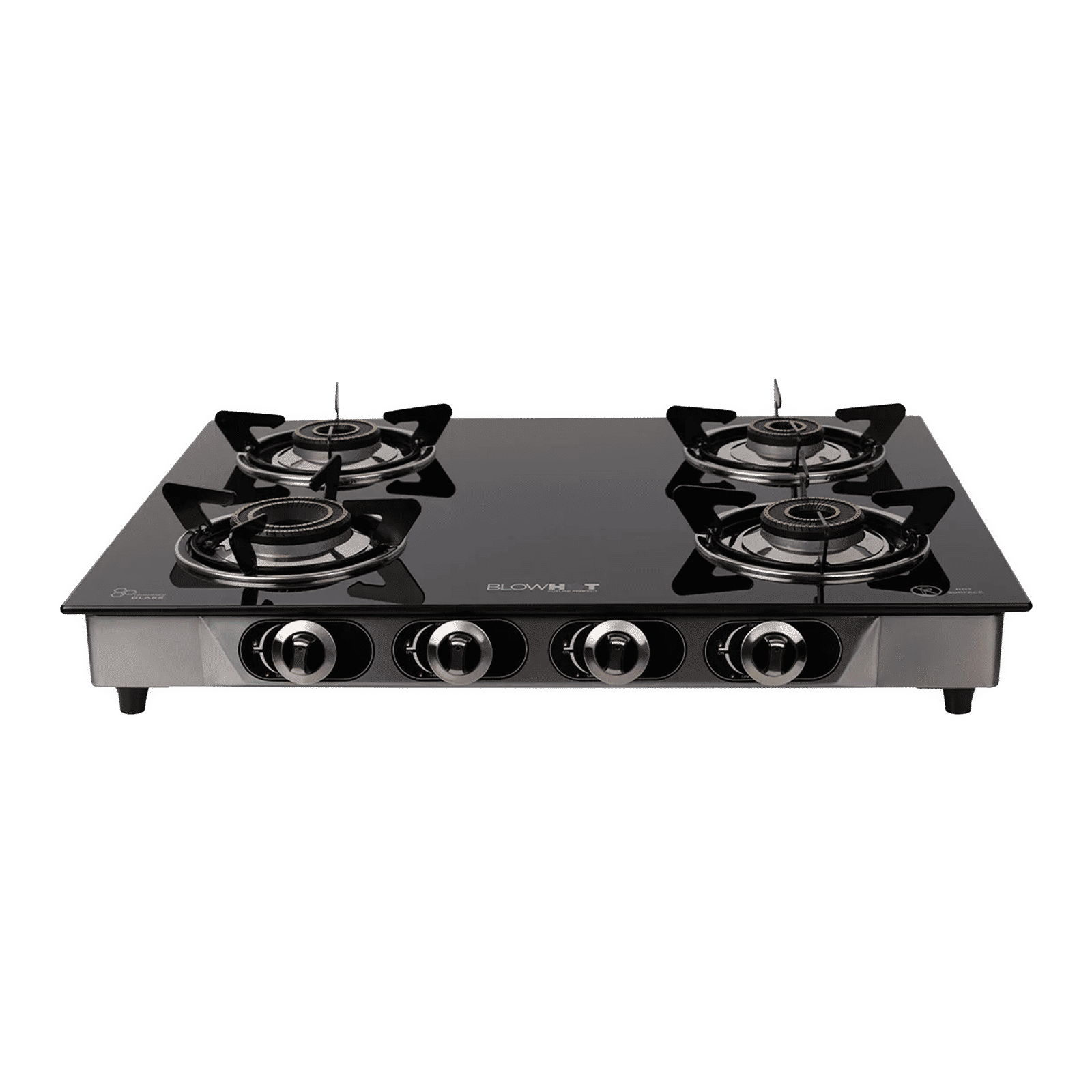 Blowhot Jasper Toughened Glass Top 4 Burner Manual Gas Stove (ISI Certified, Black)_6