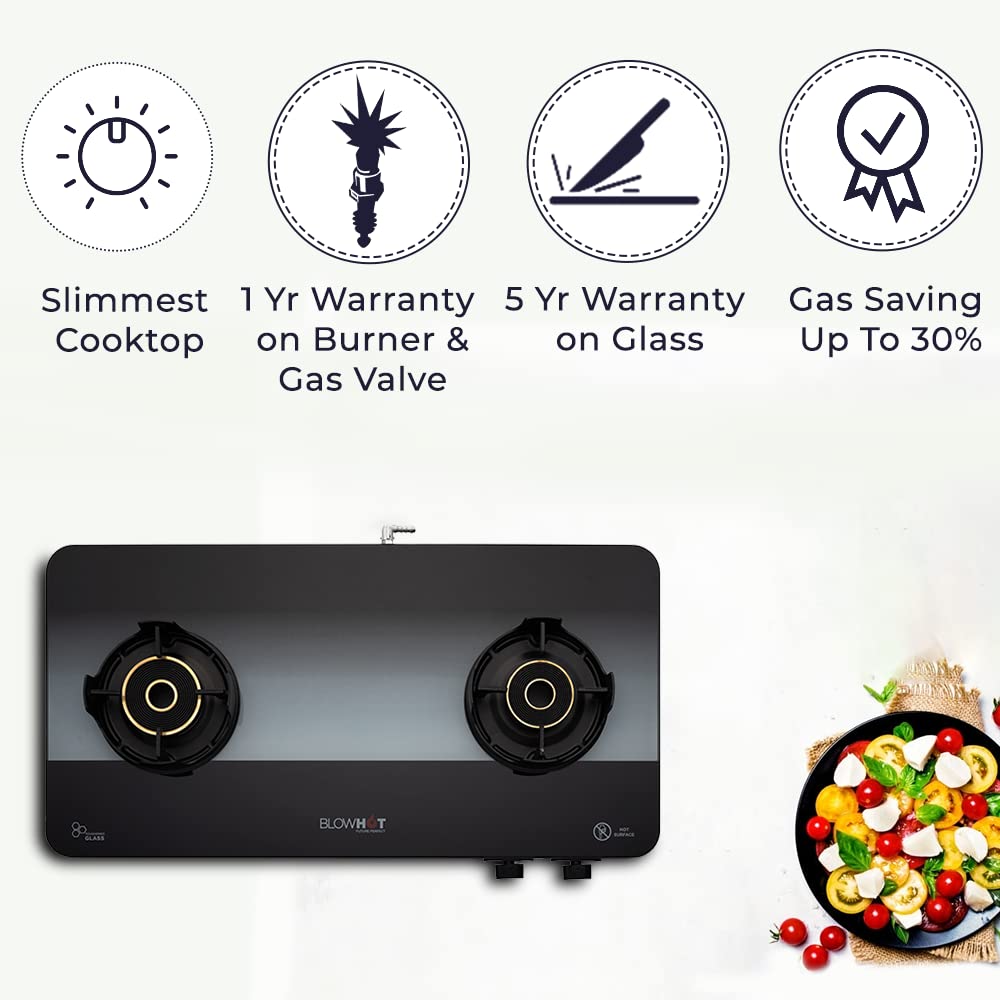 Blowhot Sapphire Toughened Glass Top 2 Burner Manual Gas Stove (ISI Certified, Black)_11