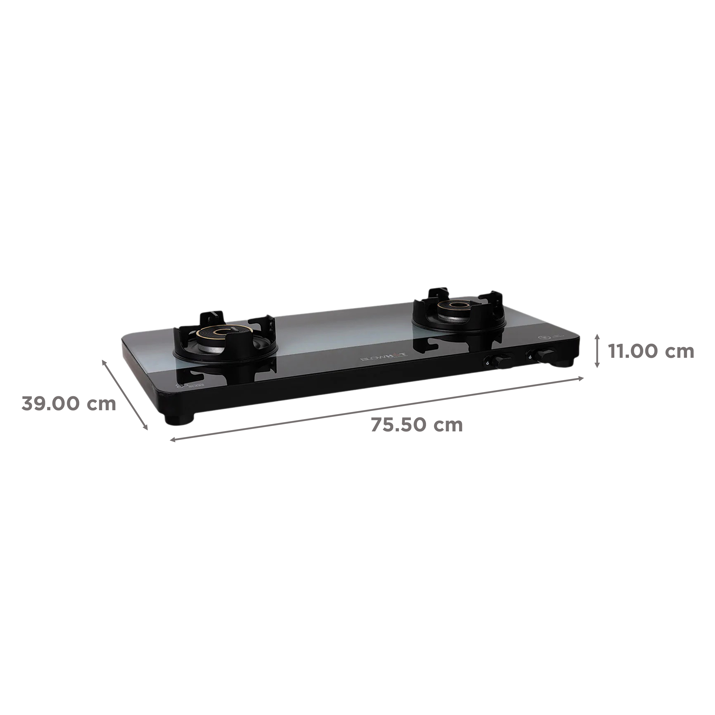 Blowhot Sapphire Toughened Glass Top 2 Burner Manual Gas Stove (ISI Certified, Black)_2