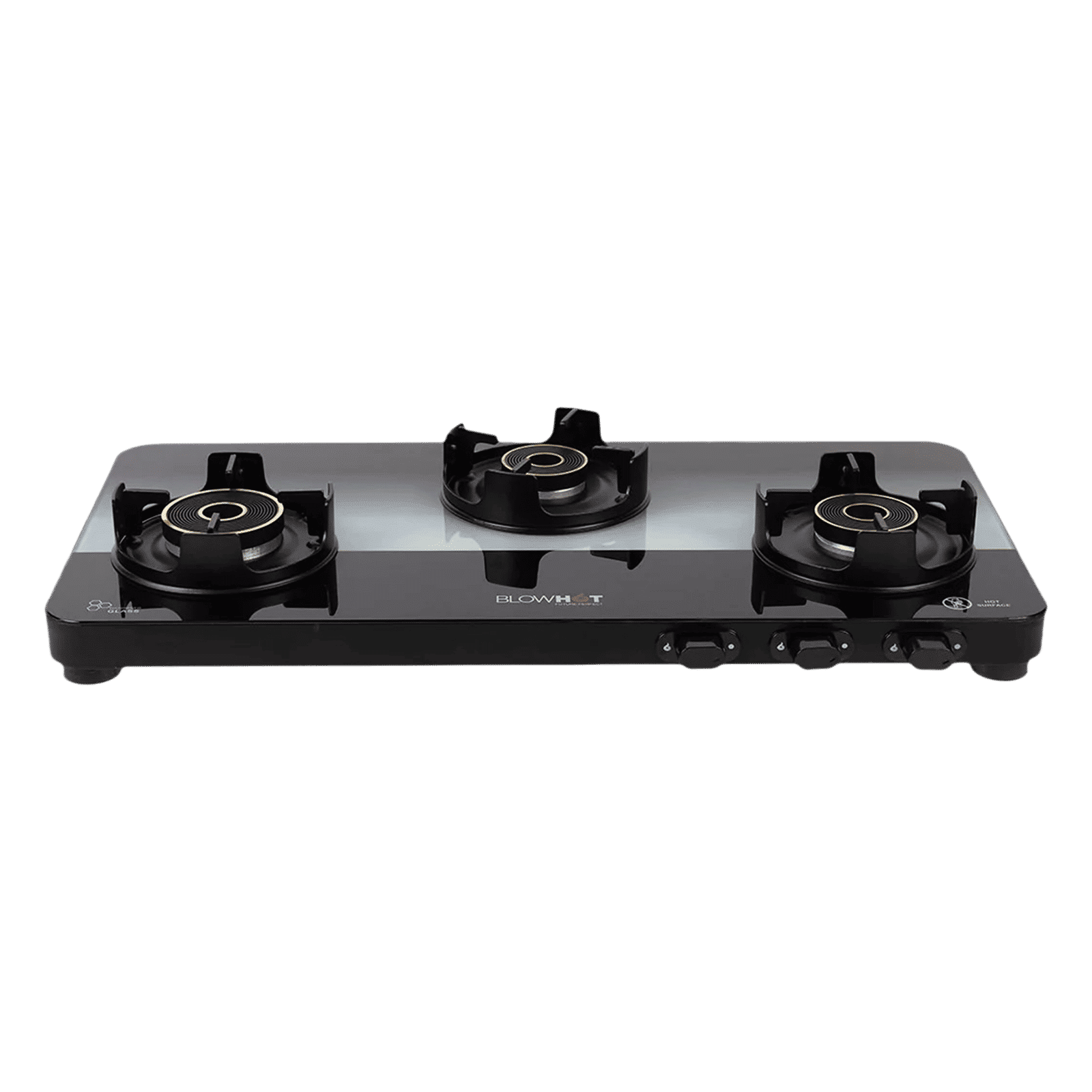 Blowhot Sapphire Toughened Glass Top 3 Burner Manual Gas Stove (ISI Certified, Black)_1