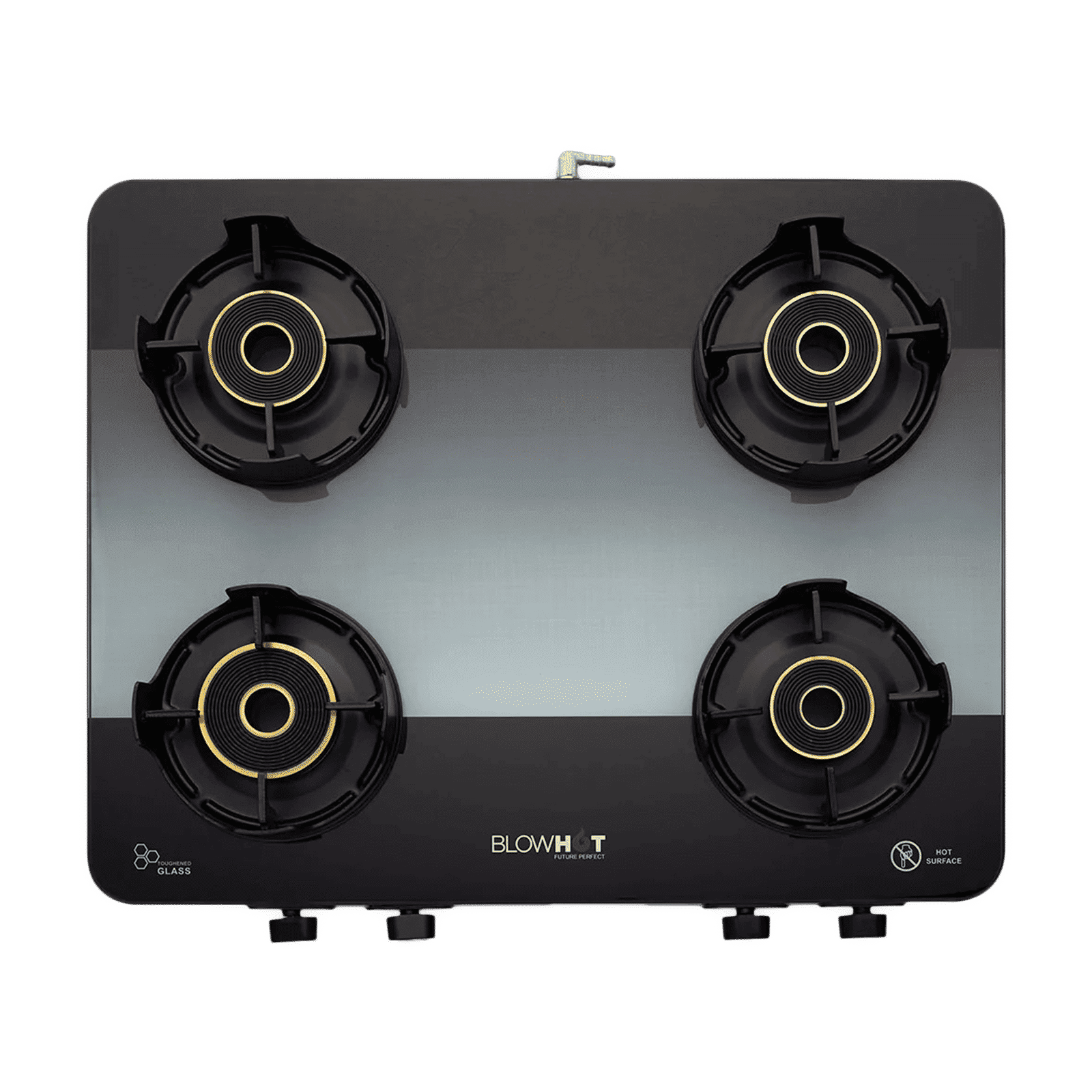 Blowhot Sapphire Toughened Glass Top 4 Burner Manual Gas Stove (ISI Certified, Black)_1