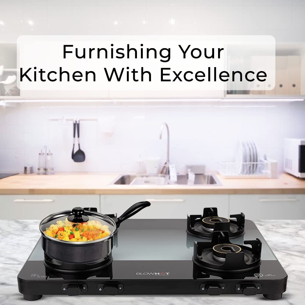 Blowhot Sapphire Toughened Glass Top 4 Burner Manual Gas Stove (ISI Certified, Black)_9