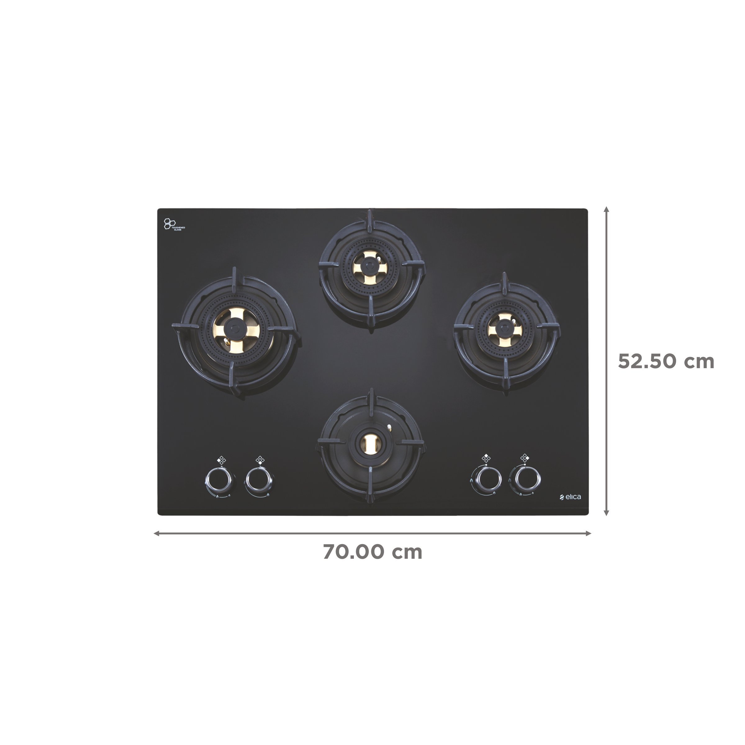 Elica FLEXI DFS FB MFC 4B 70 FFD Toughened Glass Top 4 Burner Automatic Hob (Multi Flame Control, Black)_2
