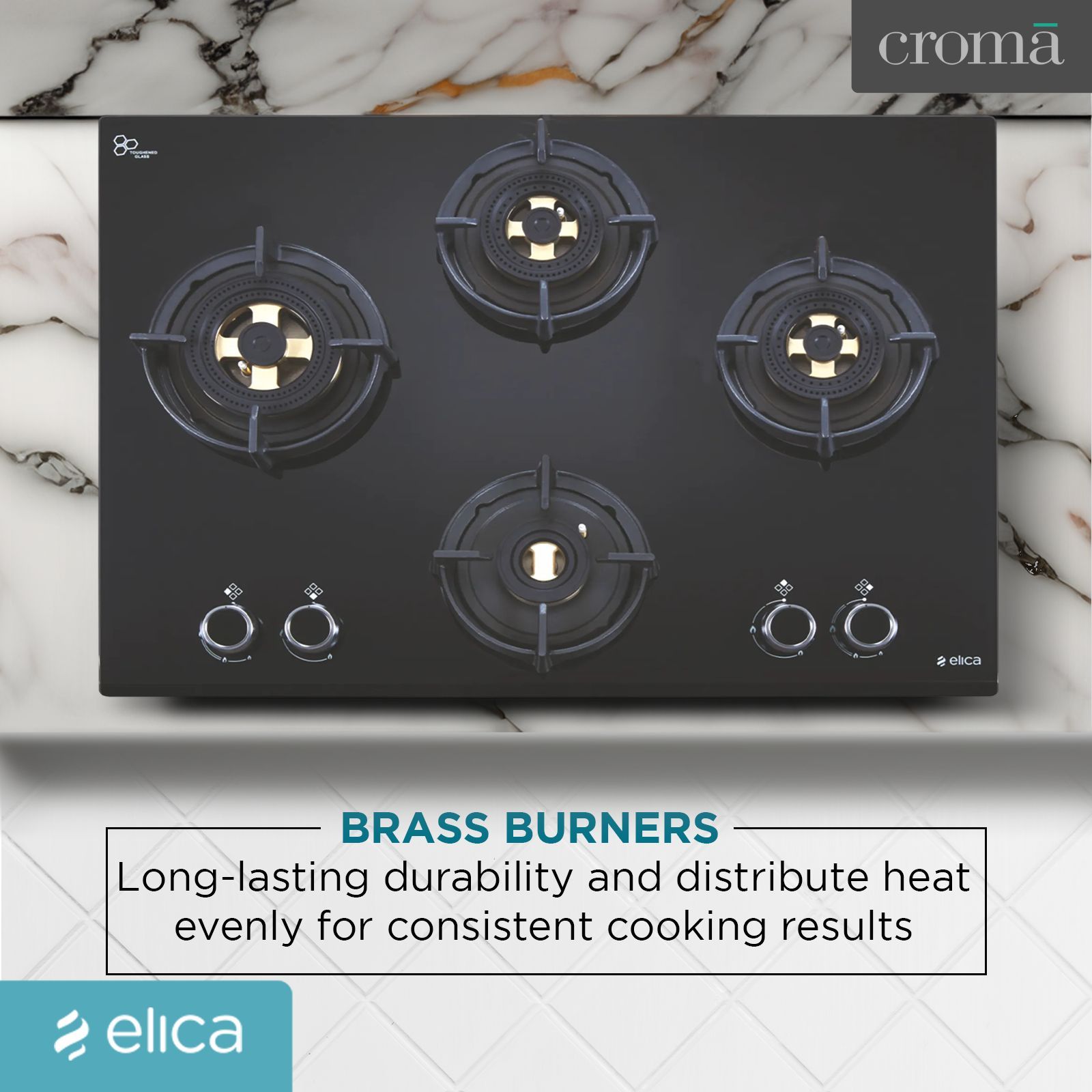 elica FLEXI DFS FB MFC 4B 70 Glass Top 4 Burner Automatic Electric Hob (Multi Flame Control, Black)_5