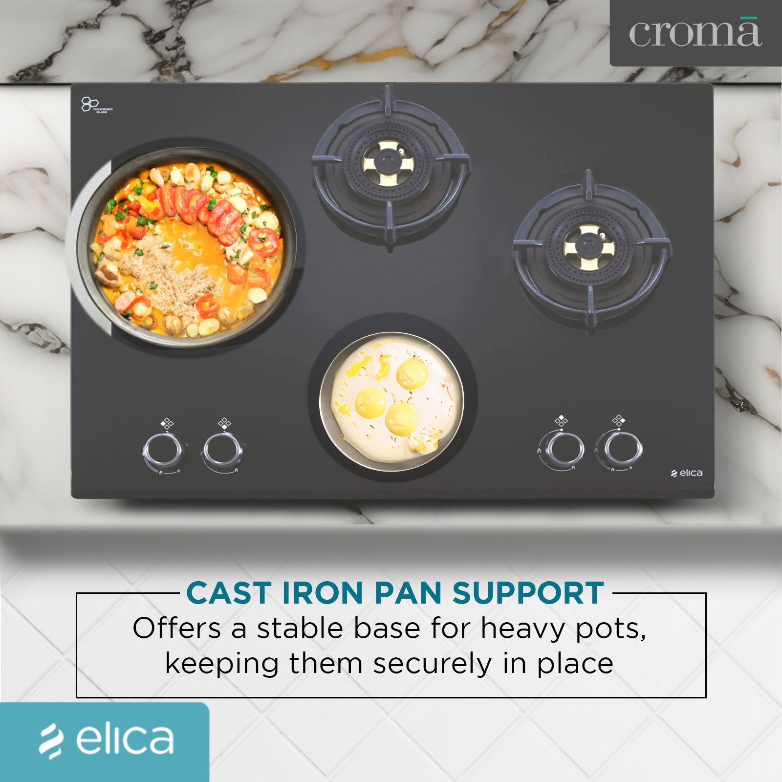 elica FLEXI DFS FB MFC 4B 70 Glass Top 4 Burner Automatic Electric Hob (Multi Flame Control, Black)_8