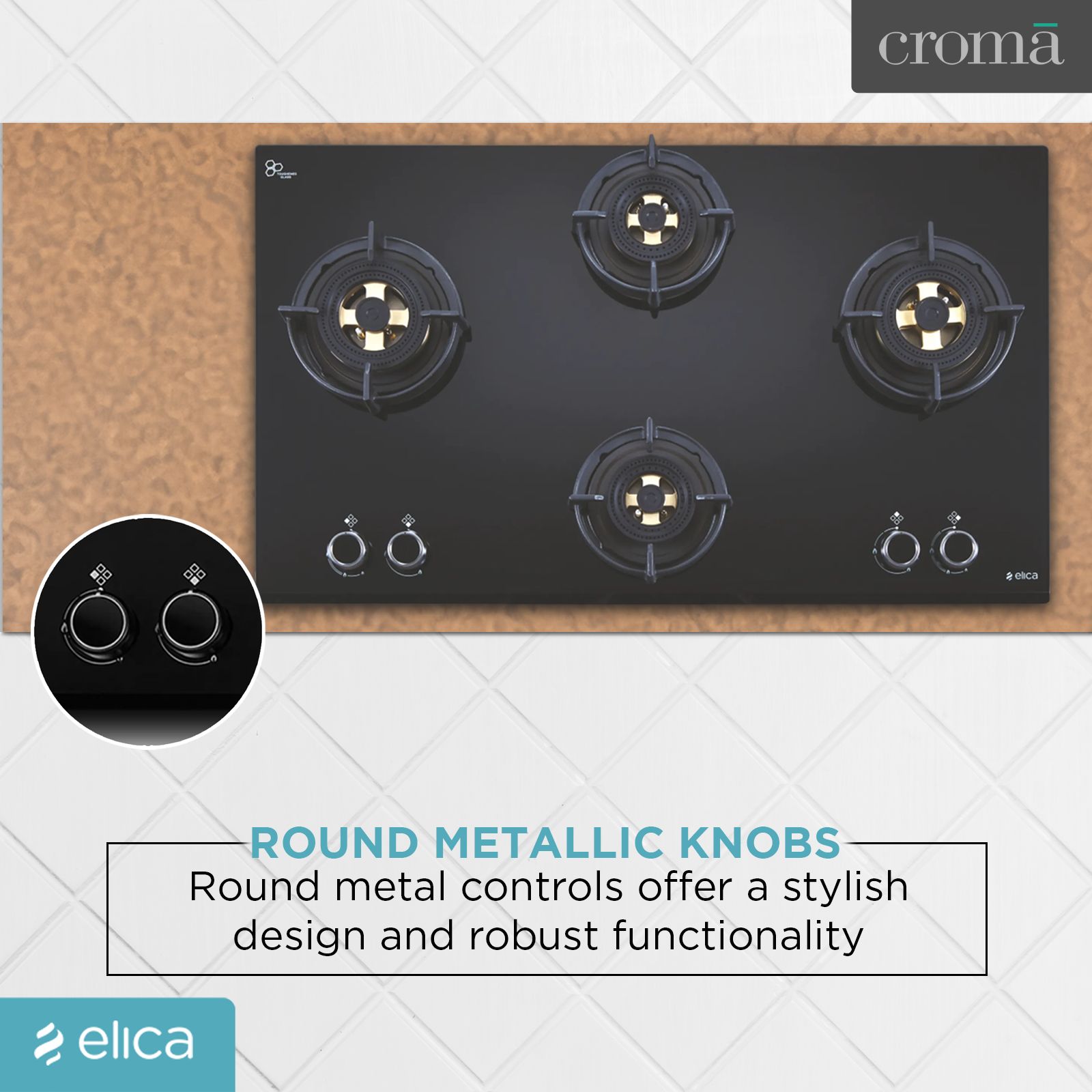 Elica FLEXI DFS FB MFC 4B 91 Glass Top 4 Burner Automatic Electric Hob (Multi Flame Control, Black)_7