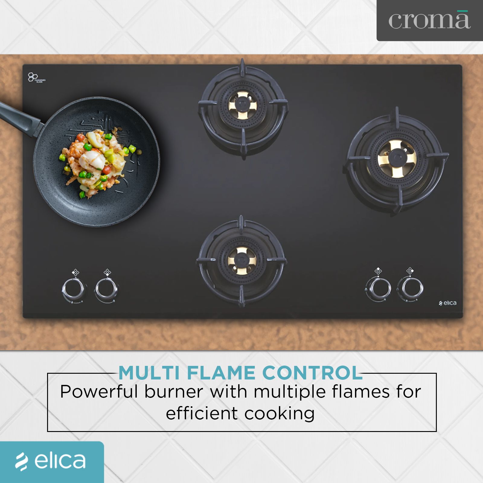 Elica FLEXI DFS FB MFC 4B 91 Glass Top 4 Burner Automatic Electric Hob (Multi Flame Control, Black)_8