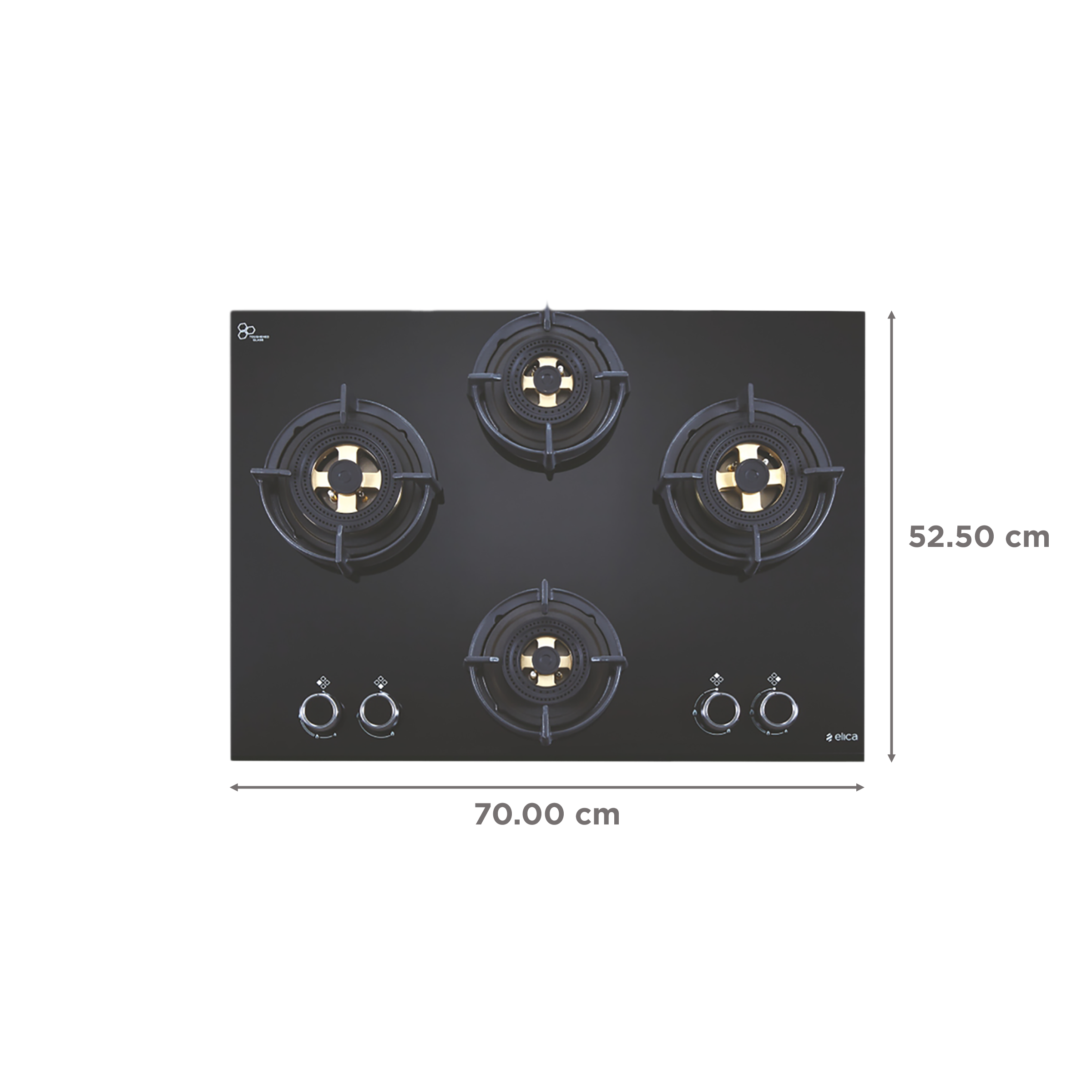Elica FLEXI DFS FB MFC 4B 70 DX Toughened Glass Top 4 Burner Automatic Hob (Multi Flame Control, Black)_2