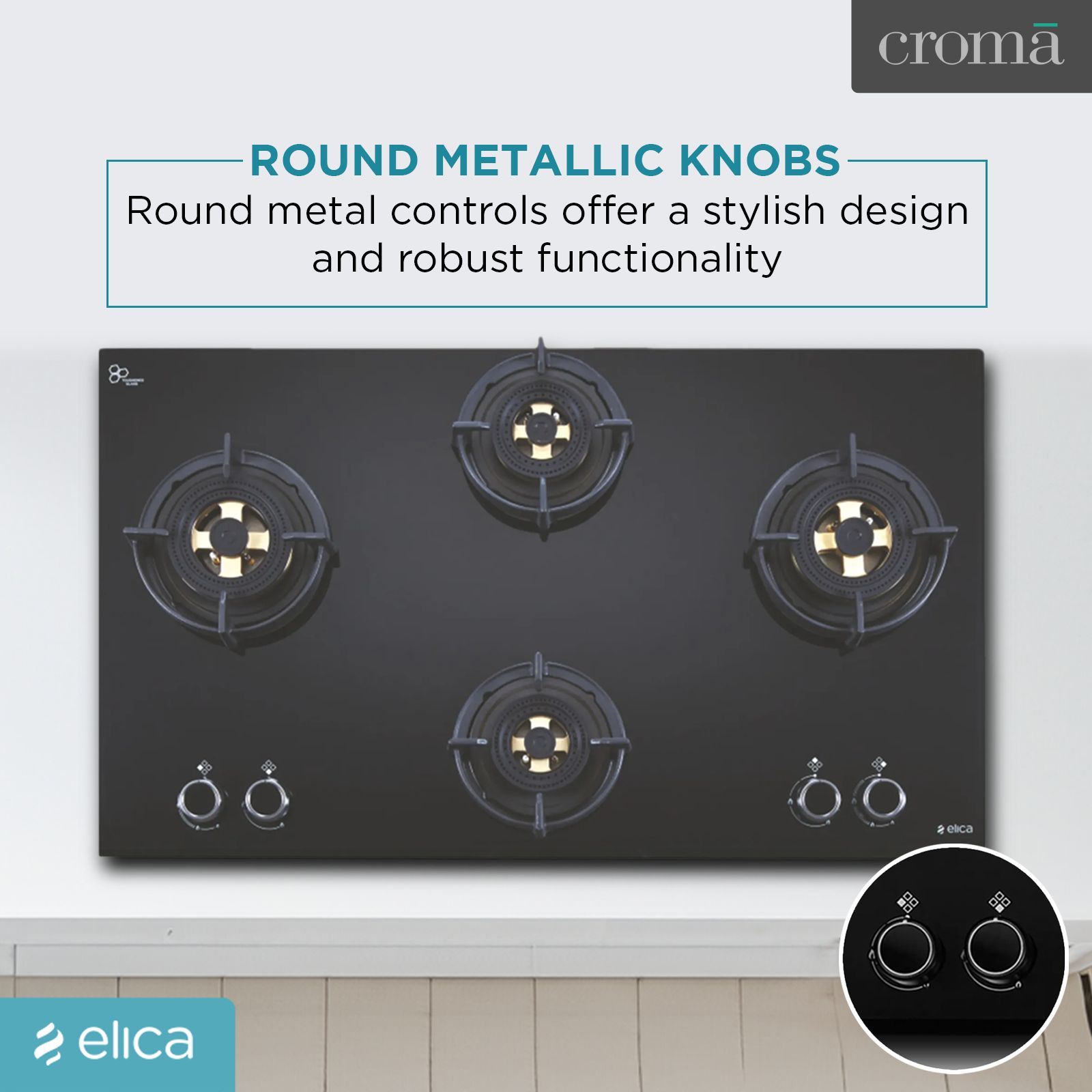 Elica FLEXI DFS FB MFC 4B 91 DX Toughened Glass Top 4 Burner Automatic Hob (Multi Flame Control, Black)_7