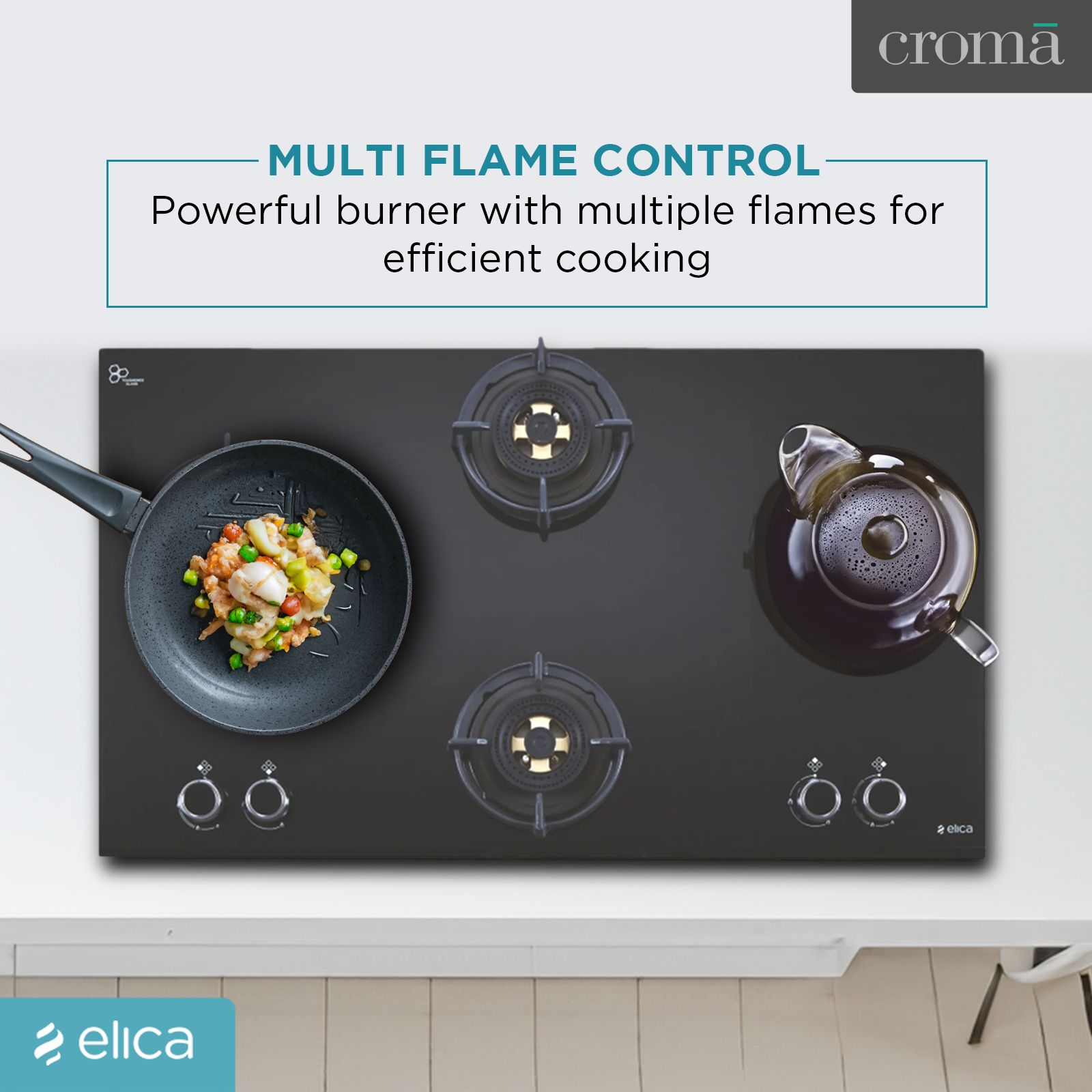 Elica FLEXI DFS FB MFC 4B 91 DX Toughened Glass Top 4 Burner Automatic Hob (Multi Flame Control, Black)_9