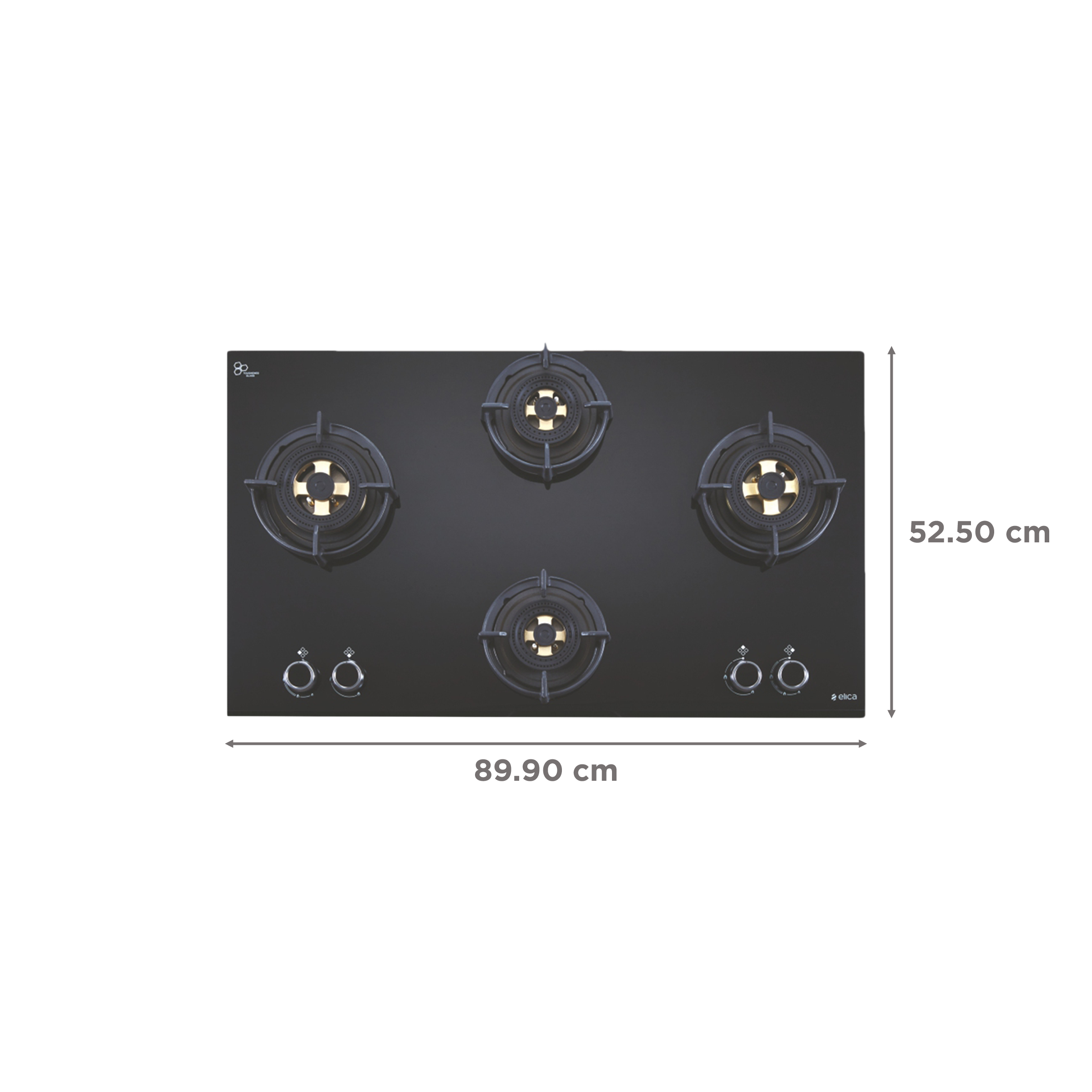 Elica FLEXI DFS FB MFC 4B 91 DX Toughened Glass Top 4 Burner Automatic Hob (Multi Flame Control, Black)_2