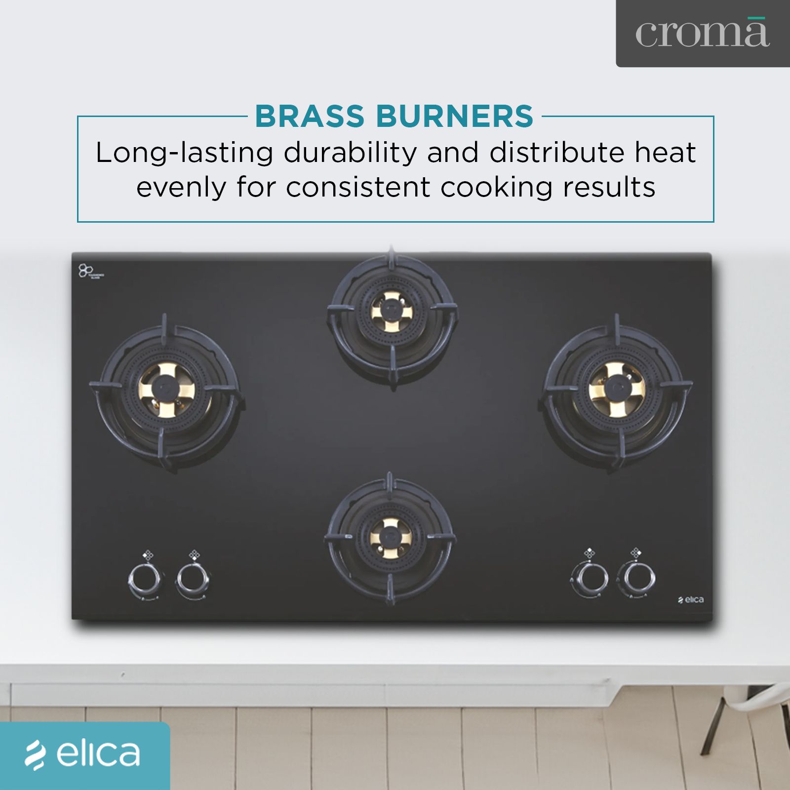 Elica FLEXI DFS FB MFC 4B 91 DX Toughened Glass Top 4 Burner Automatic Hob (Multi Flame Control, Black)_5