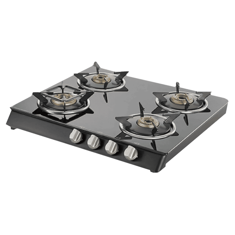 KAFF CTE584B Toughened Glass Top 4 Burner Manual Gas Stove (Matte Enamelled Pan Support, Black)_6