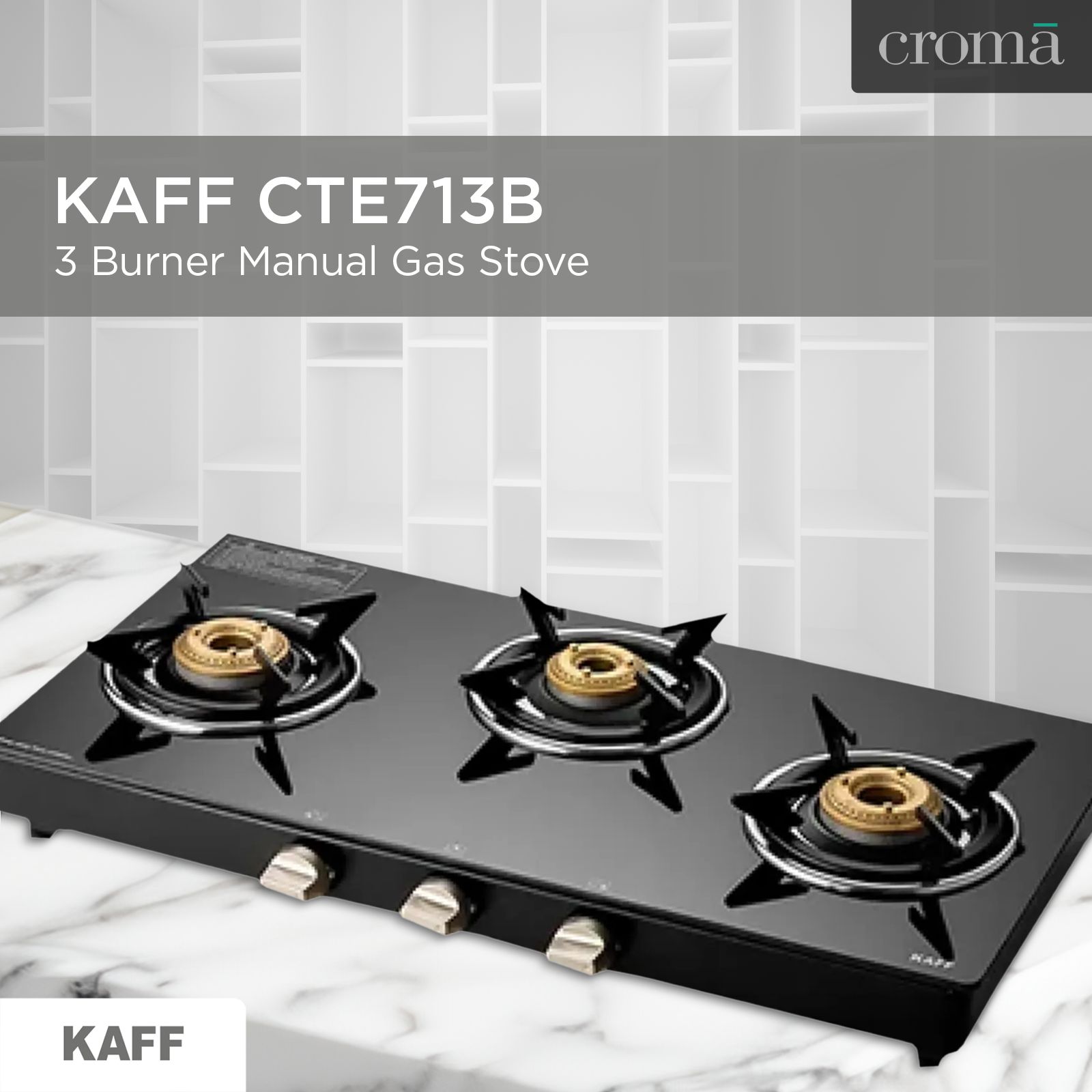 KAFF CTE713B Toughened Glass Top 3 Burner Manual Gas Stove (Matte Enamelled Pan Support, Black)_8