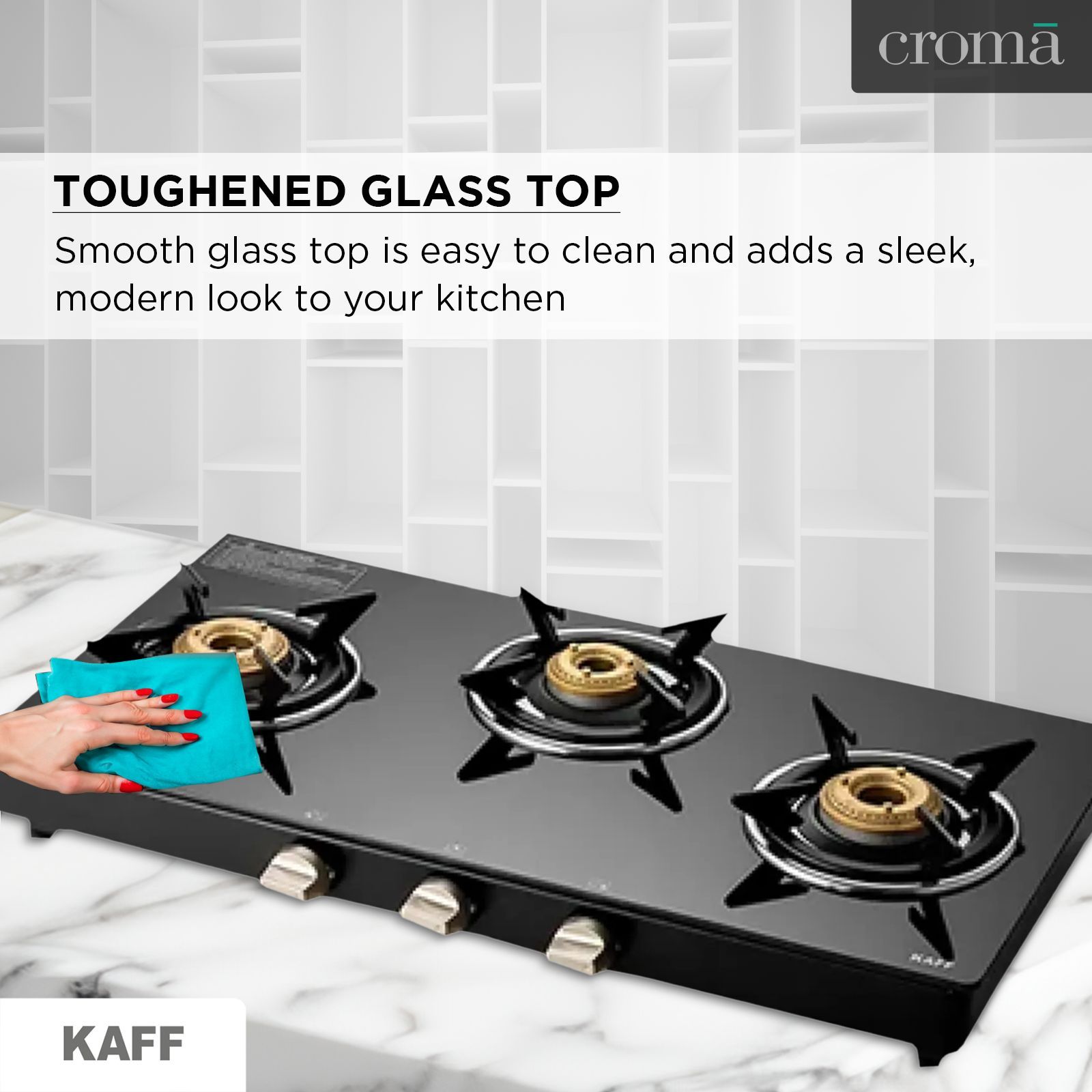 KAFF CTE713B Toughened Glass Top 3 Burner Manual Gas Stove (Matte Enamelled Pan Support, Black)_10