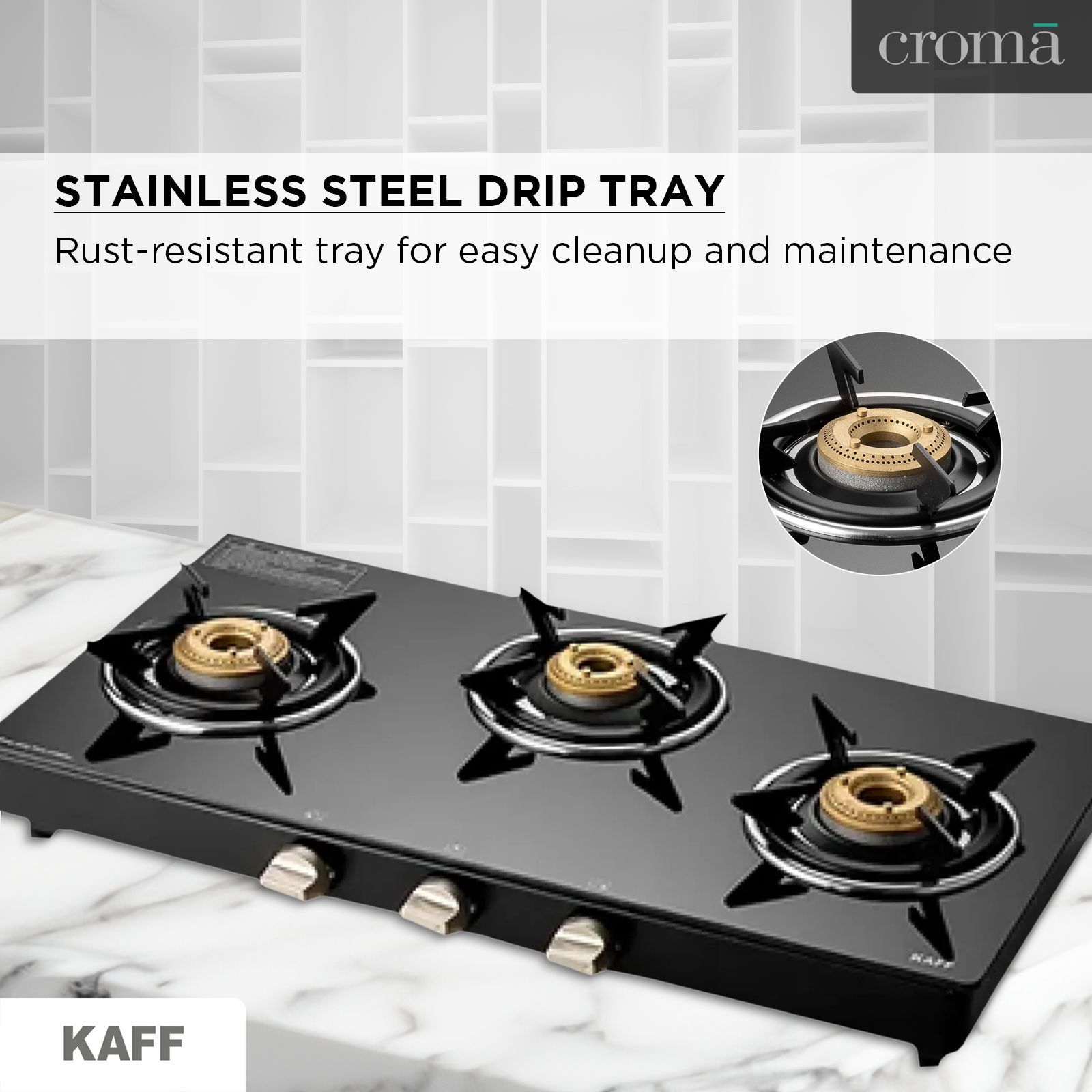KAFF CTE713B Toughened Glass Top 3 Burner Manual Gas Stove (Matte Enamelled Pan Support, Black)_13