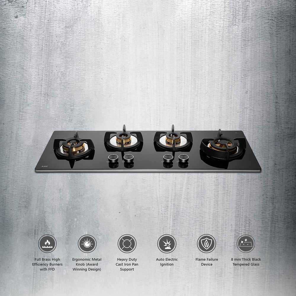 KAFF Bellini-F Tempered Glass Top 4 Burner Automatic Hob (Flame Failure Device, Black)_16