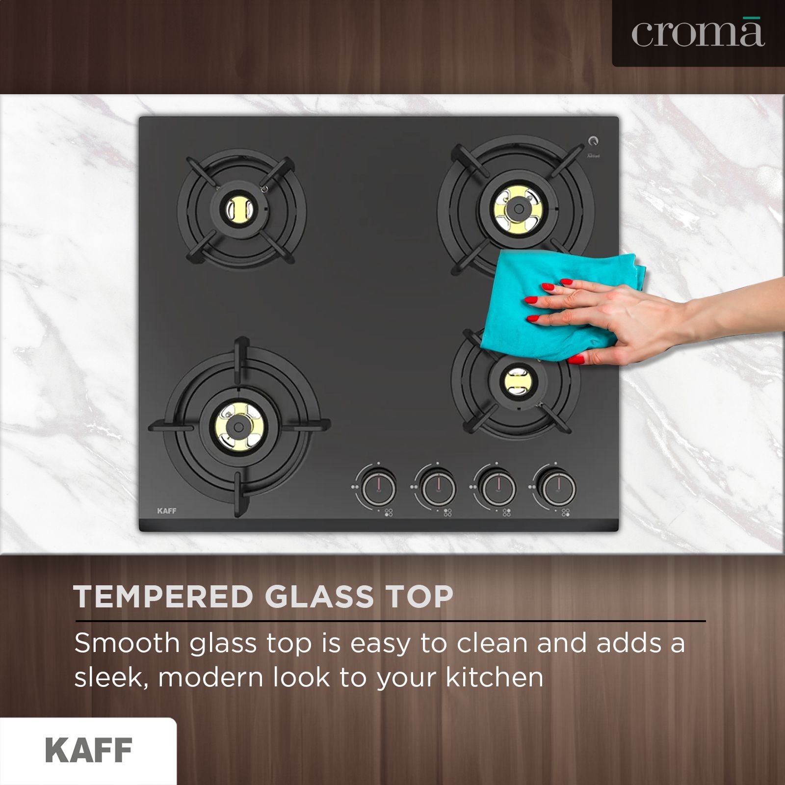 KAFF ASF 604 Tempered Glass Top 4 Burner Automatic Electric Hob (Flame Failure Device, Black)_13