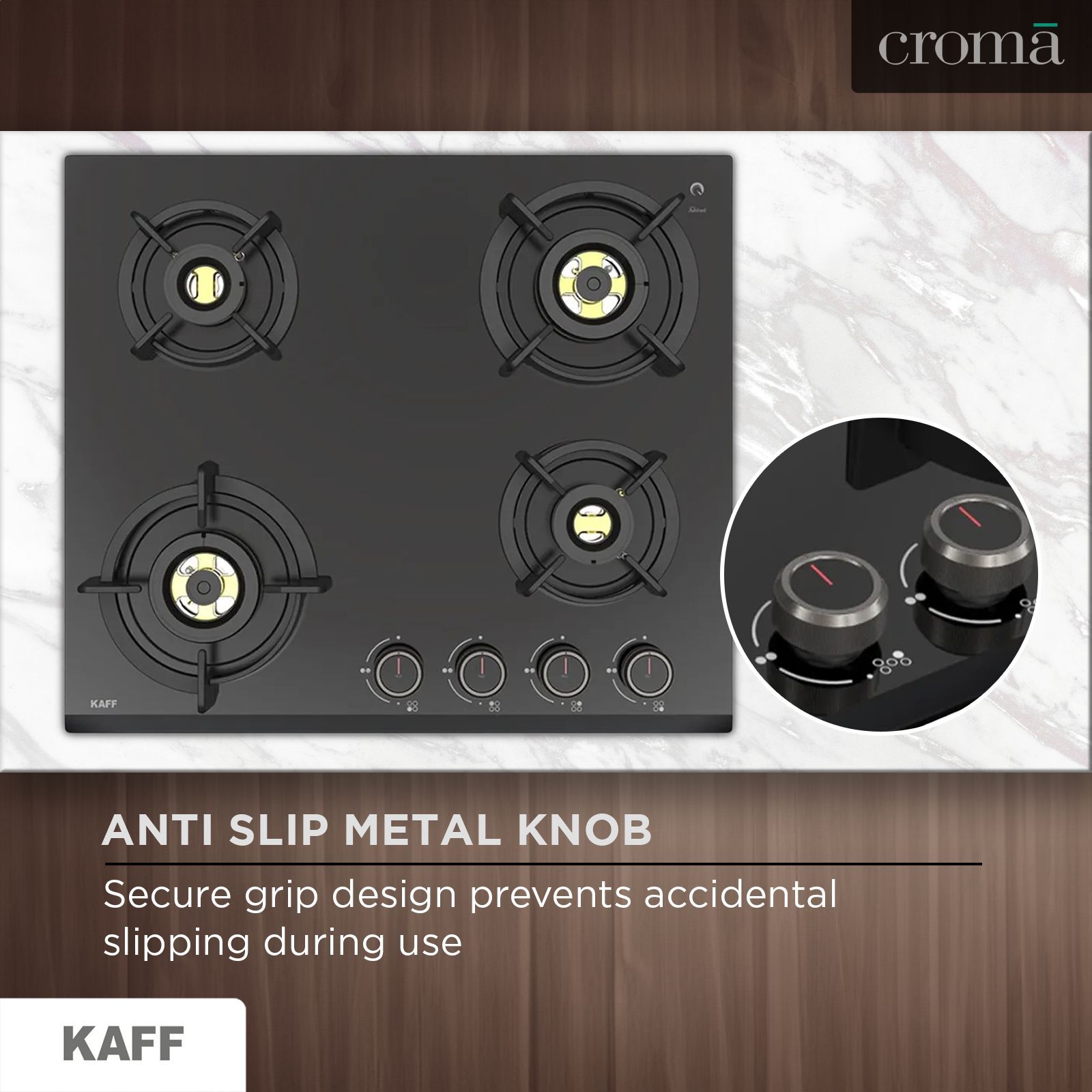 KAFF ASF 604 Tempered Glass Top 4 Burner Automatic Electric Hob (Flame Failure Device, Black)_15