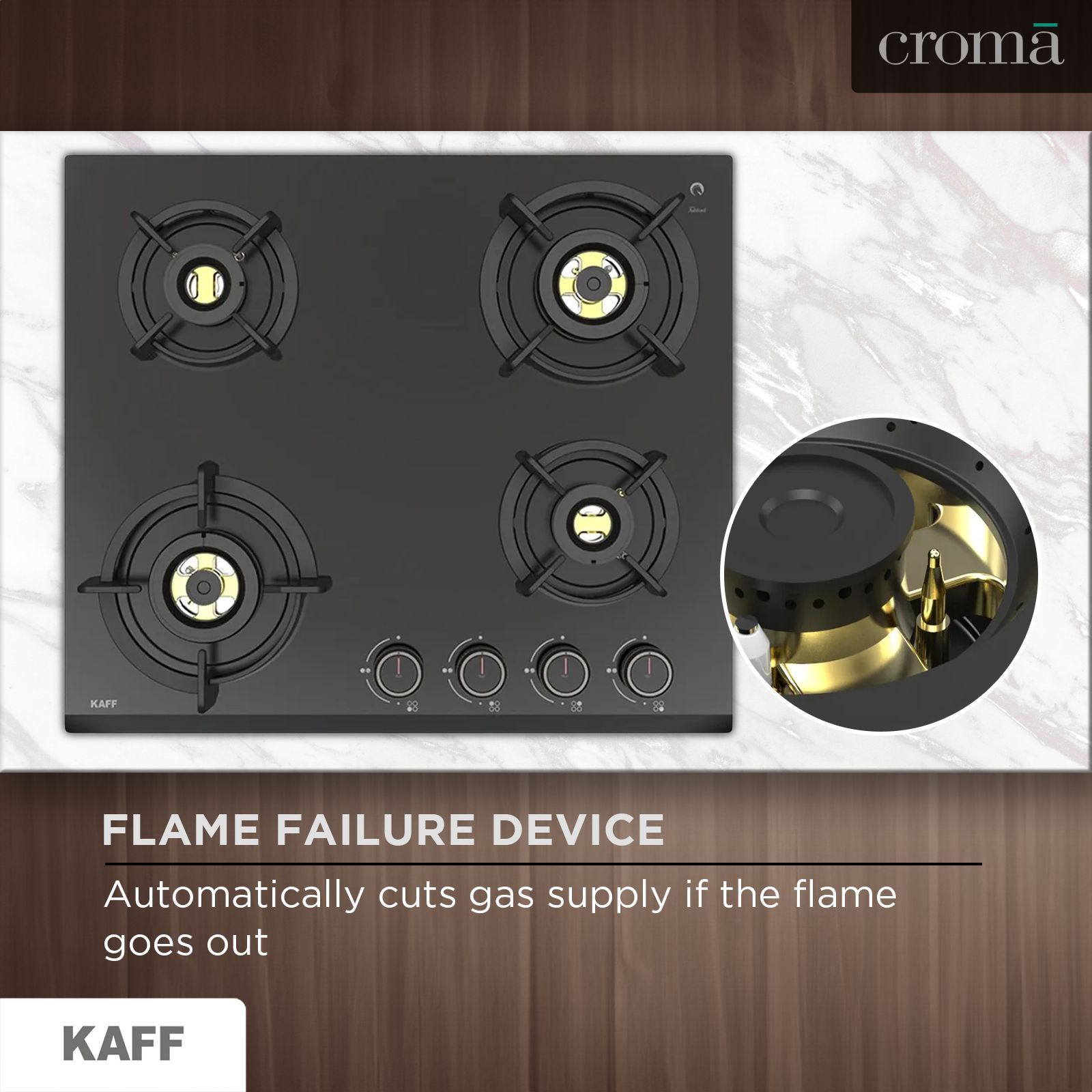 KAFF ASF 604 Tempered Glass Top 4 Burner Automatic Electric Hob (Flame Failure Device, Black)_16