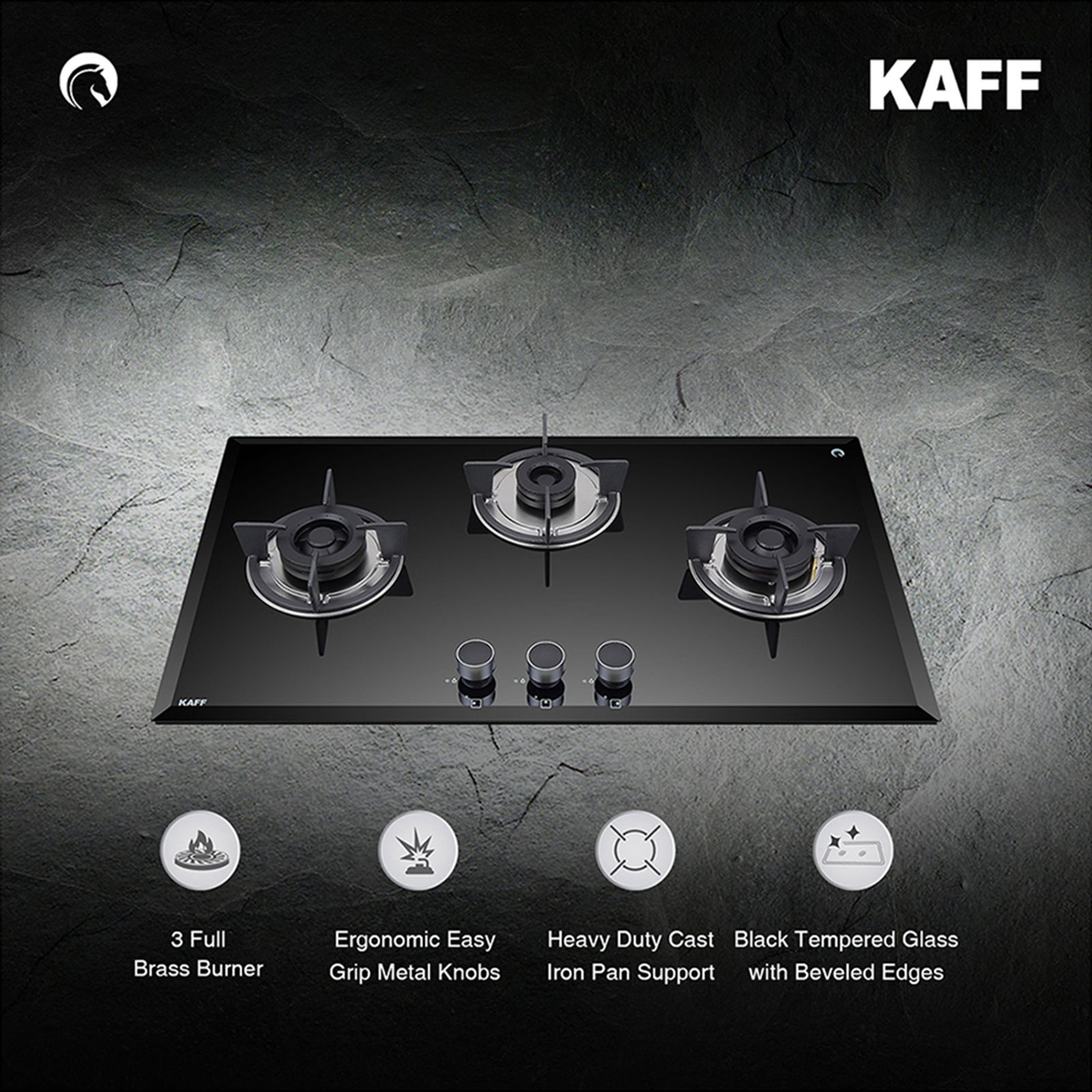 KAFF FBB 783 Tempered Glass Top 3 Burner Automatic Electric Hob (Enamelled Matt Finish Grills, Black)_11