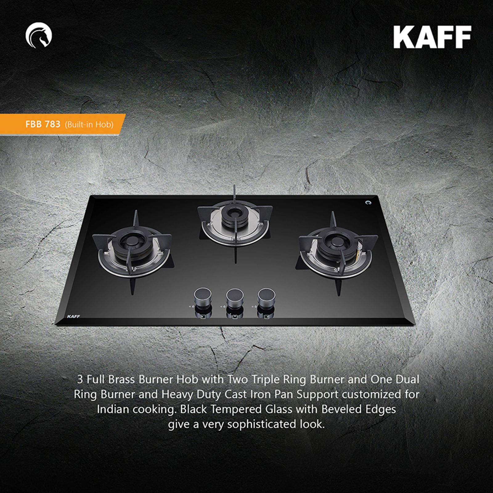 KAFF FBB 783 Tempered Glass Top 3 Burner Automatic Electric Hob (Enamelled Matt Finish Grills, Black)_7