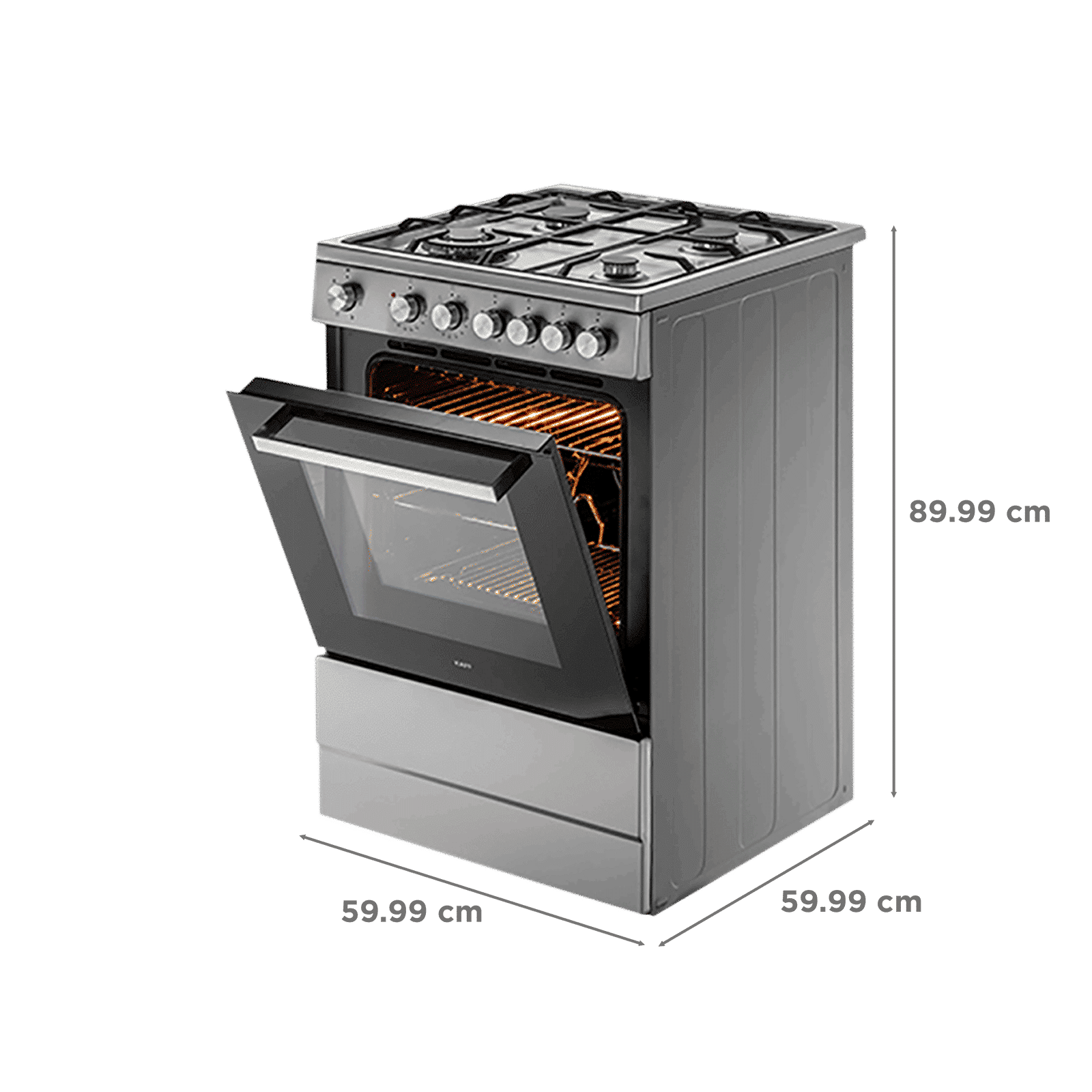 KAFF 60 Litres 4 Burner Cooking Range with Electric Oven (KAB60SS, Silver)_2
