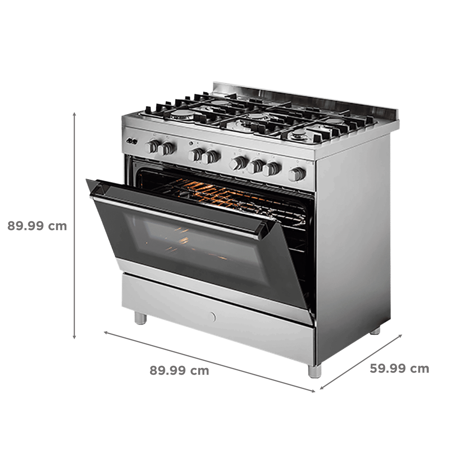 KAFF 100 Litres 5 Burner Cooking Range with Electric Oven (KGM90, Silver)_2