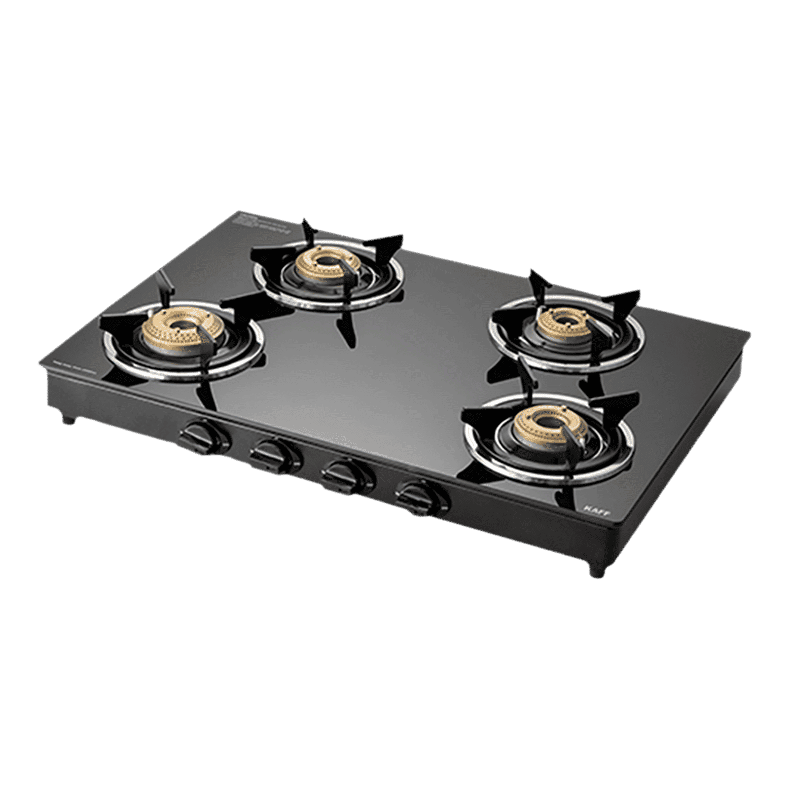 KAFF CTC694B Toughened Glass Top 4 Burner Manual Gas Stove (Matte Enamelled Pan Support, Black) KAFF CTC694B Toughened Glass Top 4 Burner Manual Gas Stove (Matte Enamelled Pan Support, Black)_1