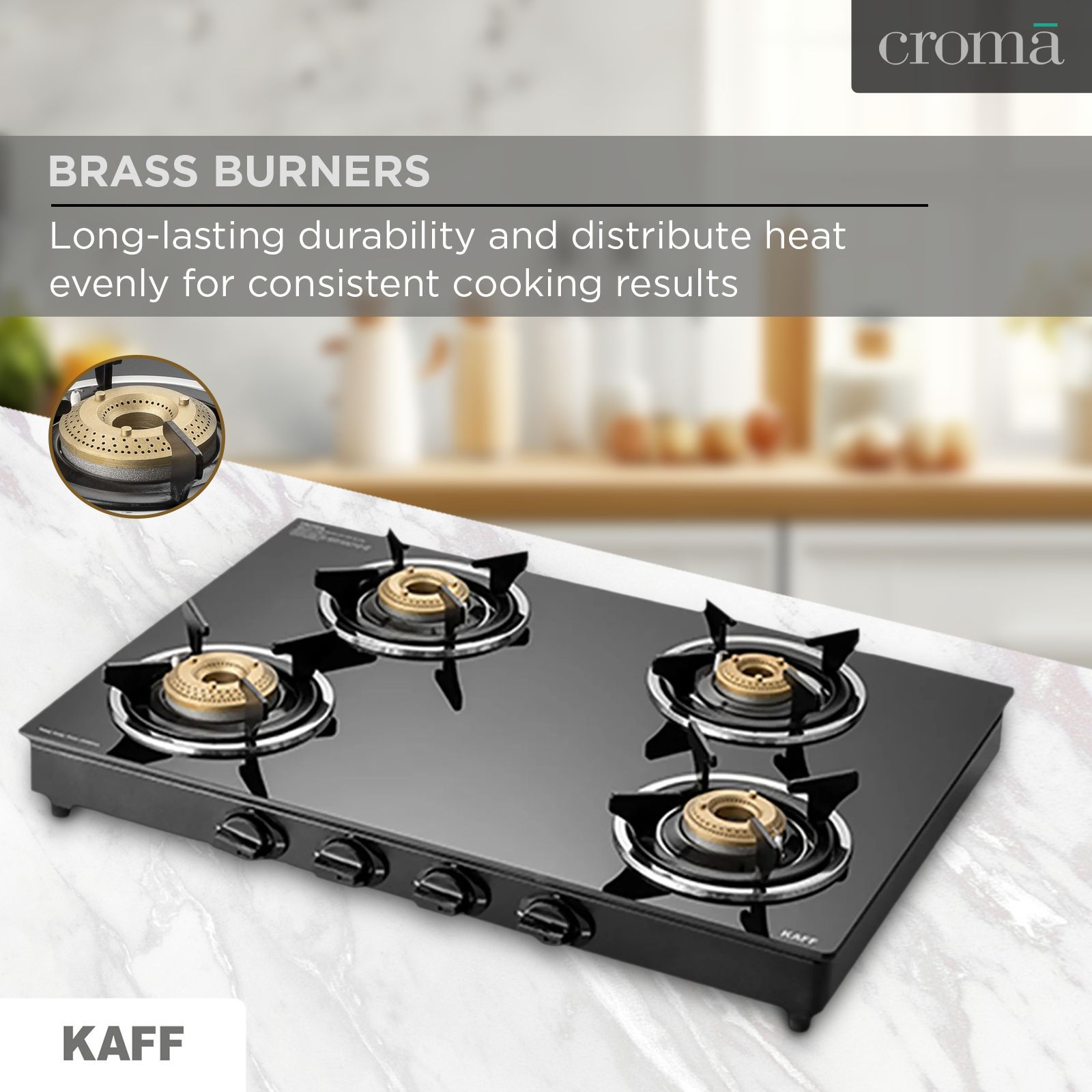 KAFF CTC694B Toughened Glass Top 4 Burner Manual Gas Stove (Matte Enamelled Pan Support, Black) KAFF CTC694B Toughened Glass Top 4 Burner Manual Gas Stove (Matte Enamelled Pan Support, Black)_8