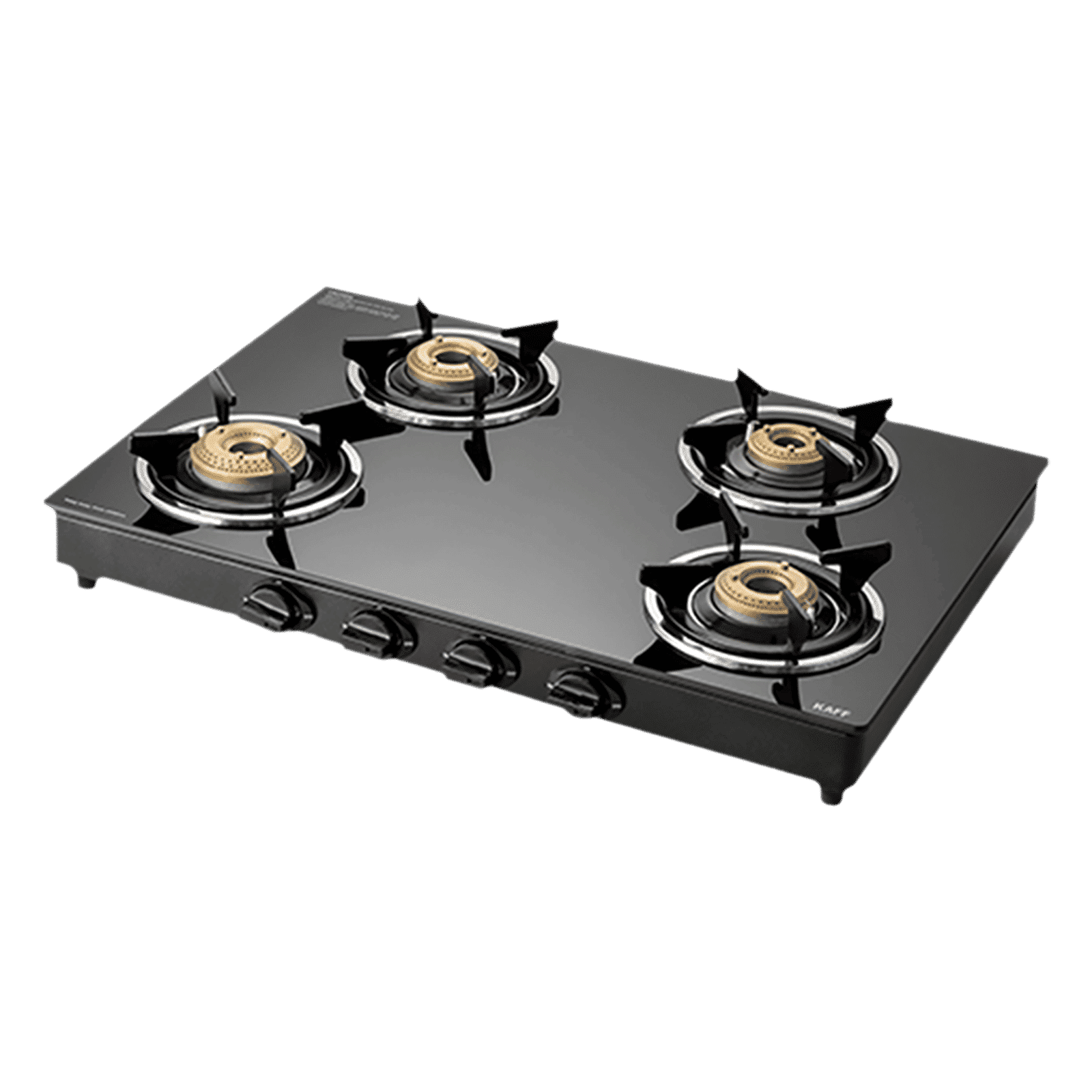 KAFF CTC694BAI Toughened Glass Top 4 Burner Automatic Gas Stove (Matte Enamelled Pan Support, Black)_1