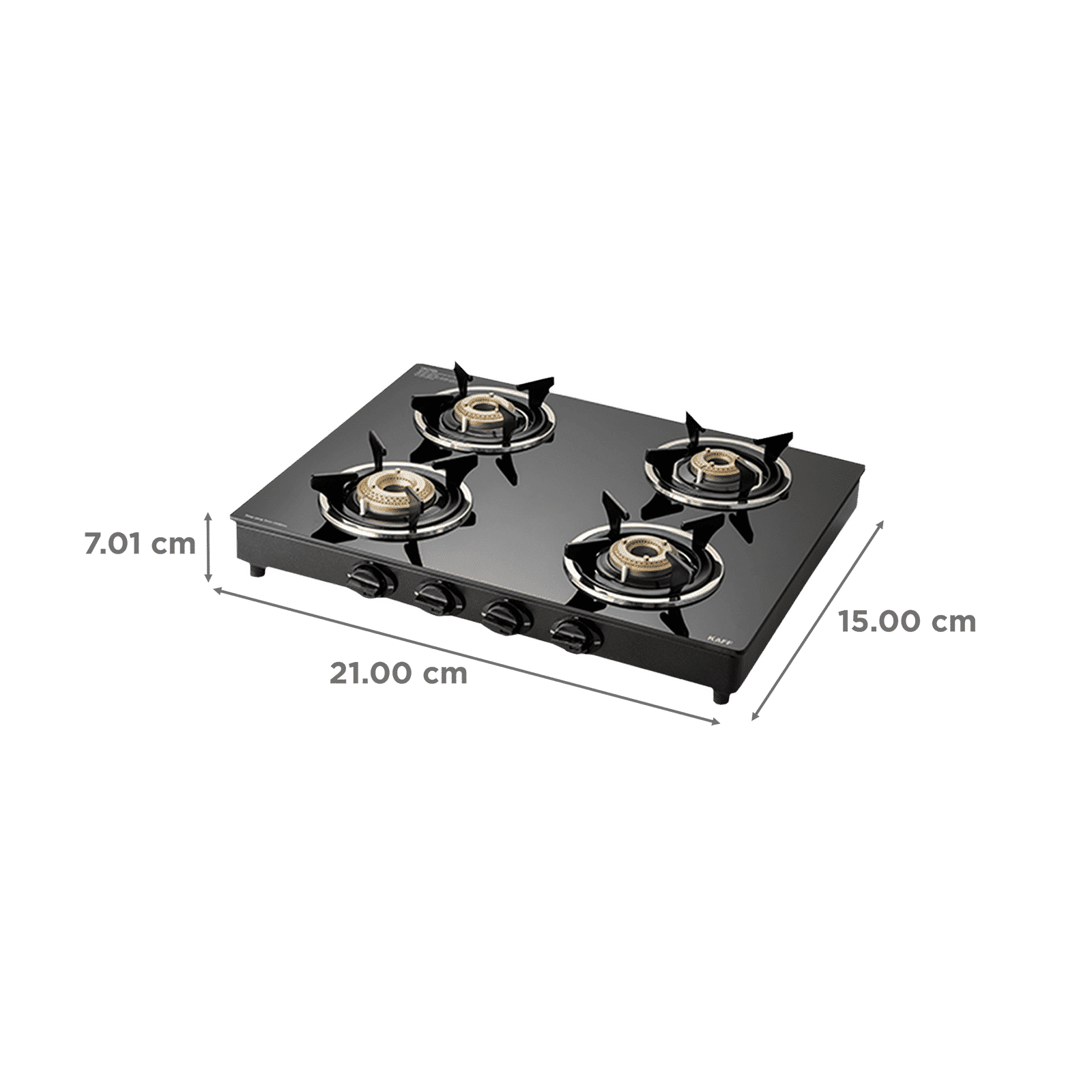 KAFF CTC634B Toughened Glass Top 4 Burner Manual Gas Stove (Matte Enamelled Pan Support, Black)_2