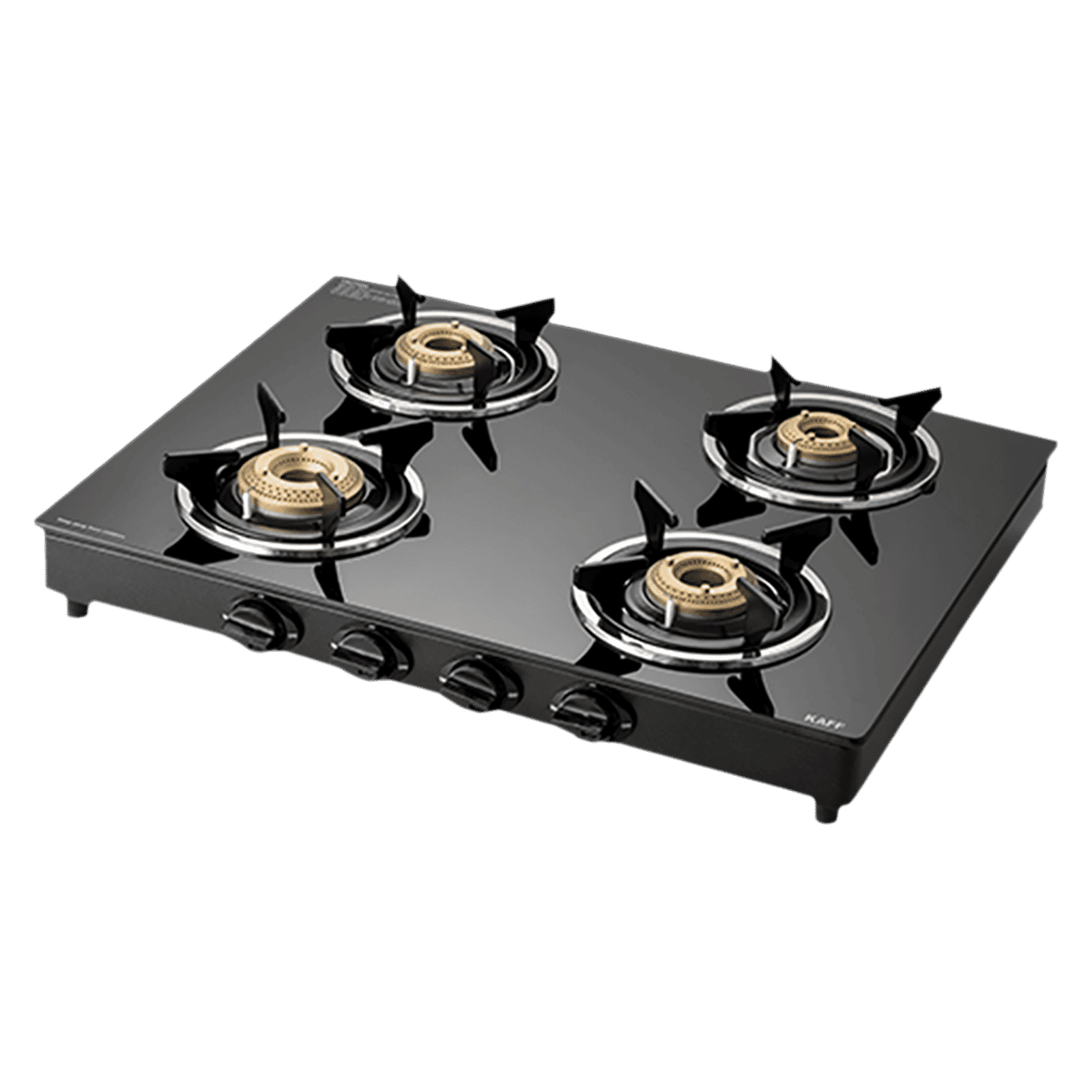 KAFF CTC634BAI Toughened Glass Top 4 Burner Automatic Electric Gas Stove (Matte Enamelled Pan Support, Black)_1