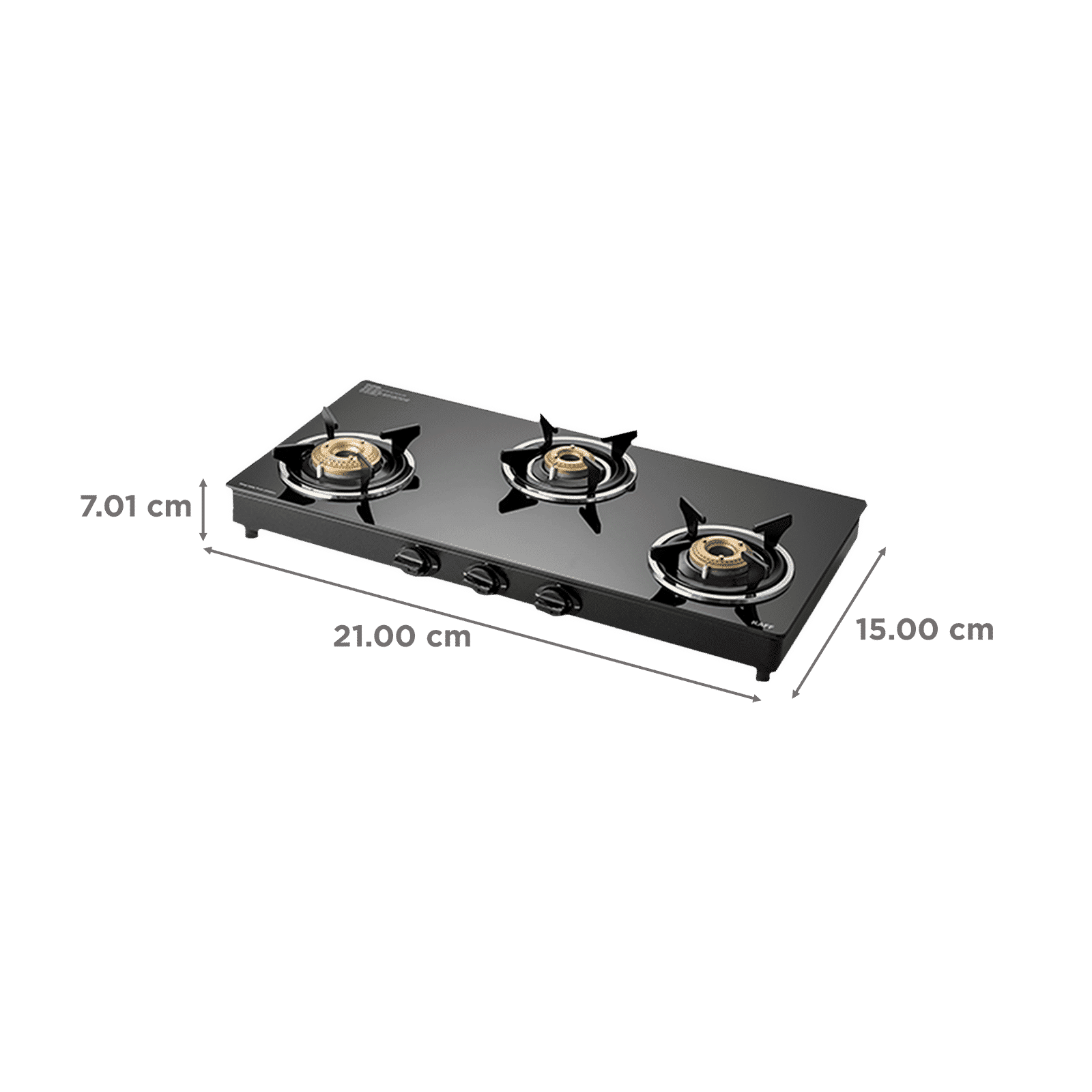 KAFF CTC773B Toughened Glass Top 3 Burner Manual Gas Stove (Matte Enamelled Pan Support, Black)_2
