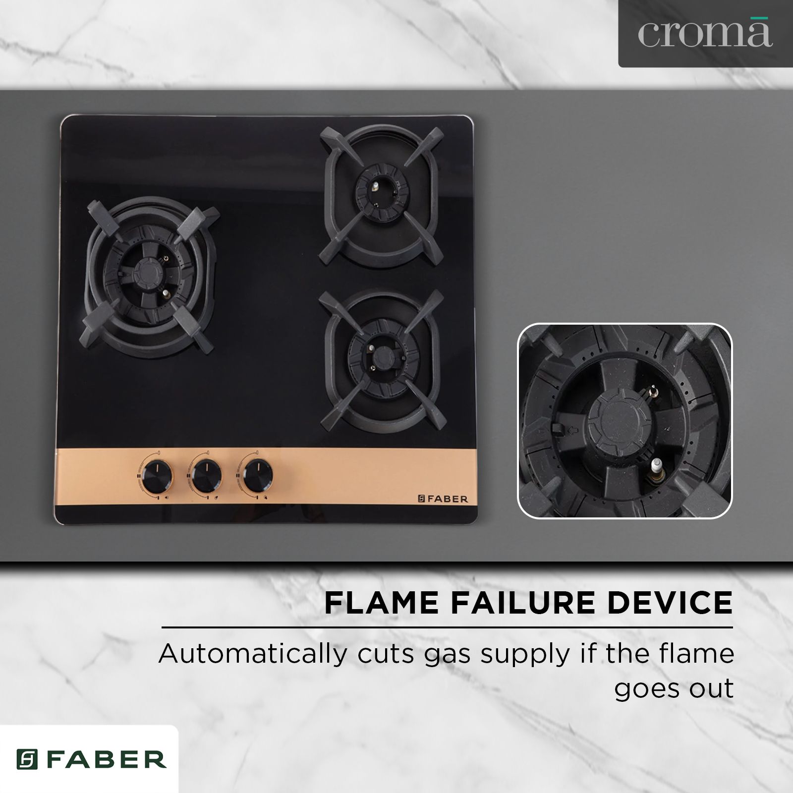 Faber Utopia Pro HT 603 Br Ci 3 Burner Automatic Electric Hob (Flame Failure Device, Black) Faber Utopia Pro HT 603 Br Ci 3 Burner Automatic Electric Hob (Flame Failure Device, Black)_13
