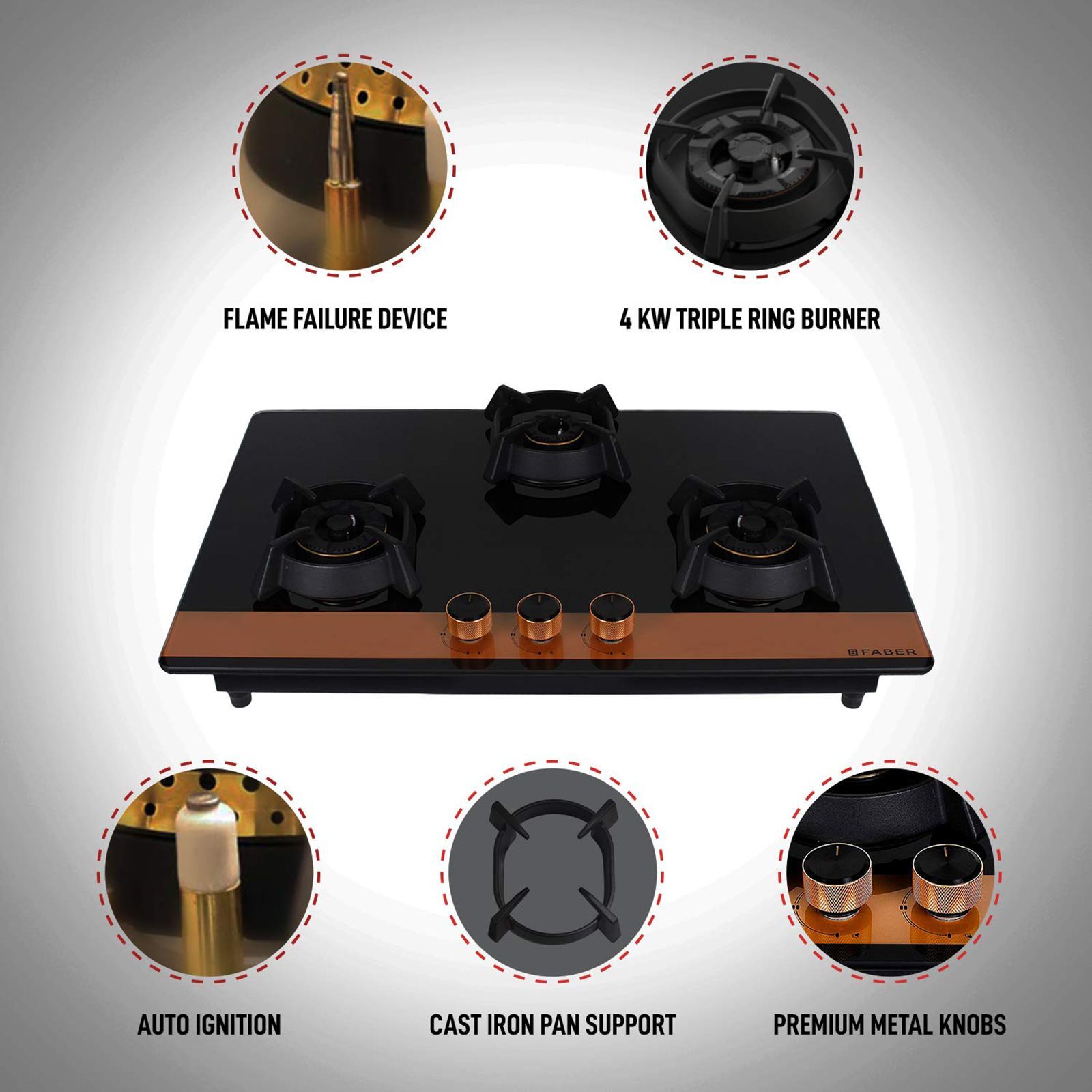 Faber Utopia Pro HT 783 BR CI Toughened Glass Top 3 Burner Automatic Electric Hob (Flame Failure Device, Black)_8